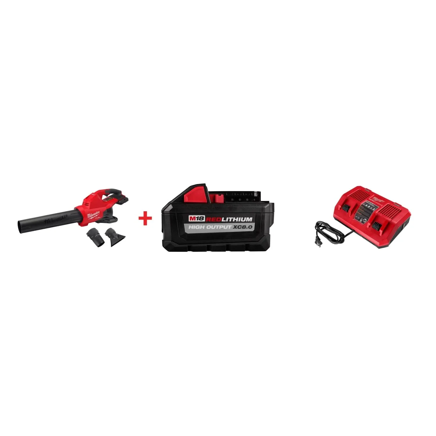 Milwaukee M18 FUEL Dual-Battery Blower plus (2) M18 REDLITHIUM HIGH OUTPUT XC 8.0Ah Batteries and Dual Bay Rapid Charger - Image 2