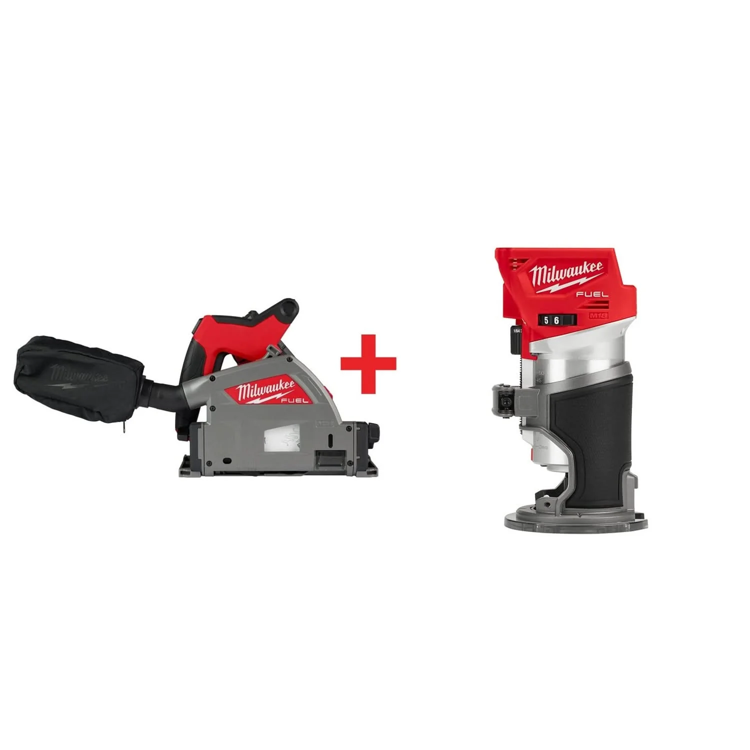 Milwaukee M18 FUEL 6-1/2" Plunge Track Saw, Tool Only plus M18 FUEL Brushless Compact Router, Tool Only - Image 1