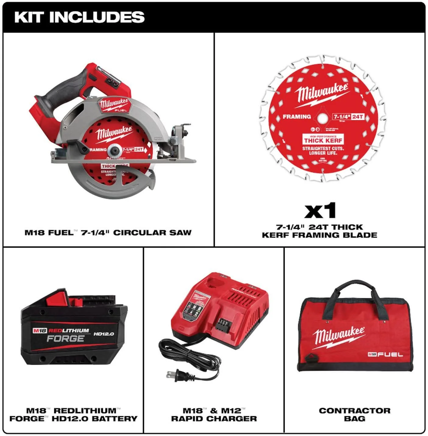 Milwaukee 2834-21HD M18 FUEL 7-1/4 in. Circular Saw FORGE 12.0Ah Kit - Image 3