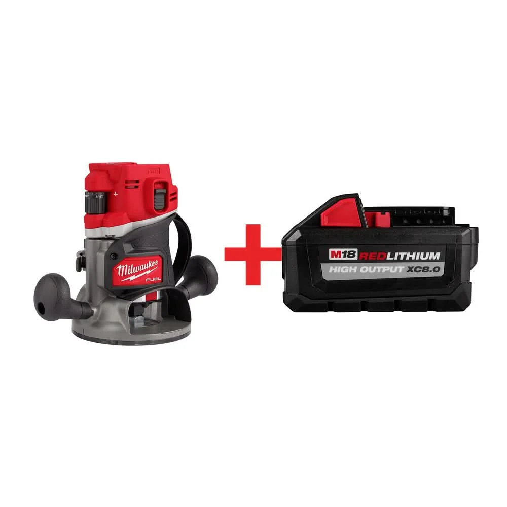 Milwaukee M18 FUEL 1/2 in. Router with M18 REDLITHIUM XC 8.0Ah Battery - Image 1