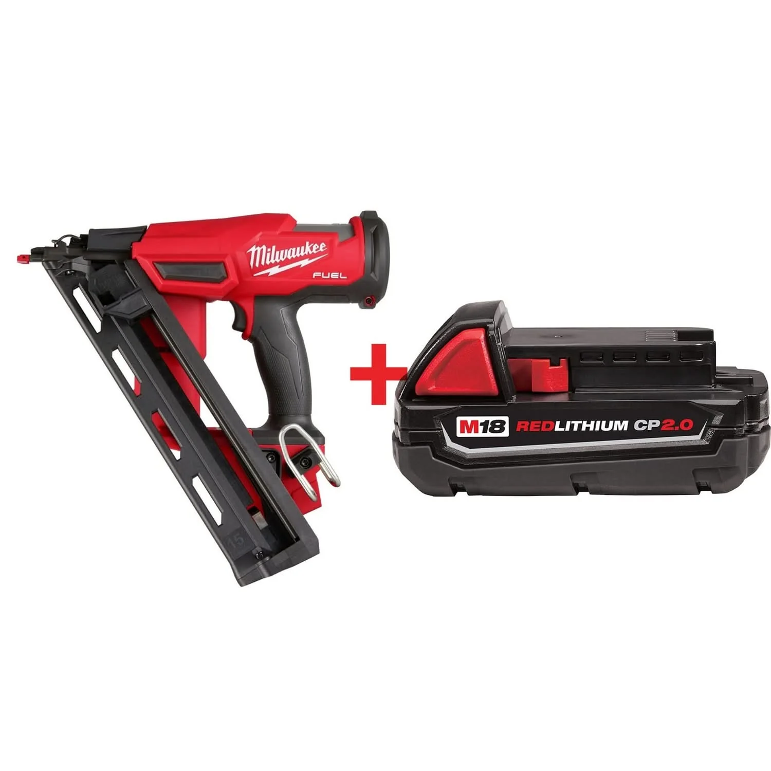 Milwaukee M18 FUEL 15-Gauge Finish Nailer with M18 2.0Ah Compact Battery Pack - Image 1