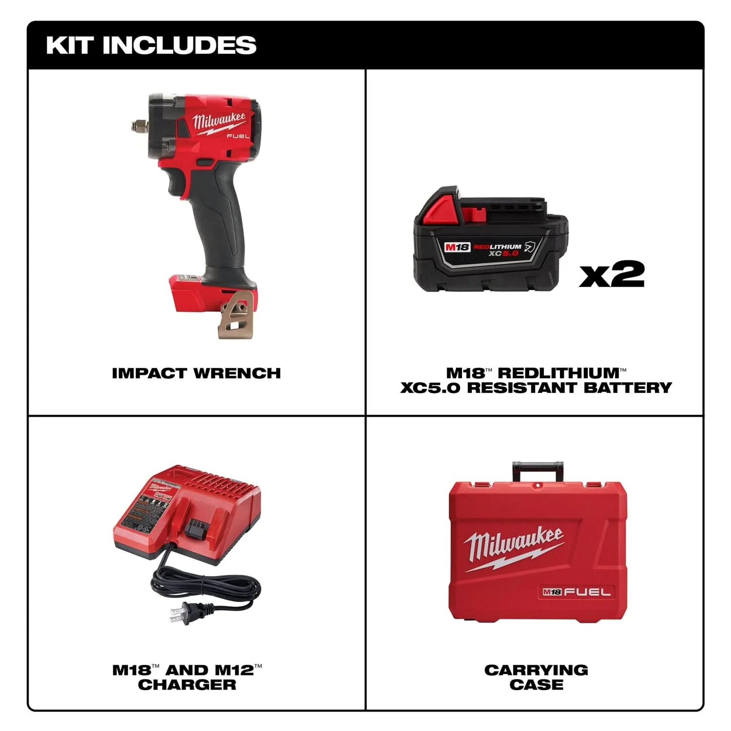 Milwaukee 2854-22R M18 FUEL 3/8 " Compact Impact Wrench w/ Friction Ring Kit - Image 2