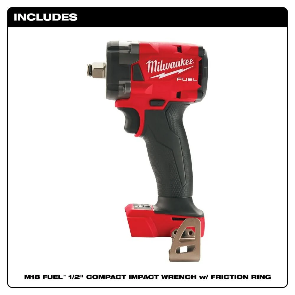 Milwaukee 2855-20 M18 FUEL 1/2-Inch Compact Impact Wrench with Friction Ring, Tool Only - Image 2