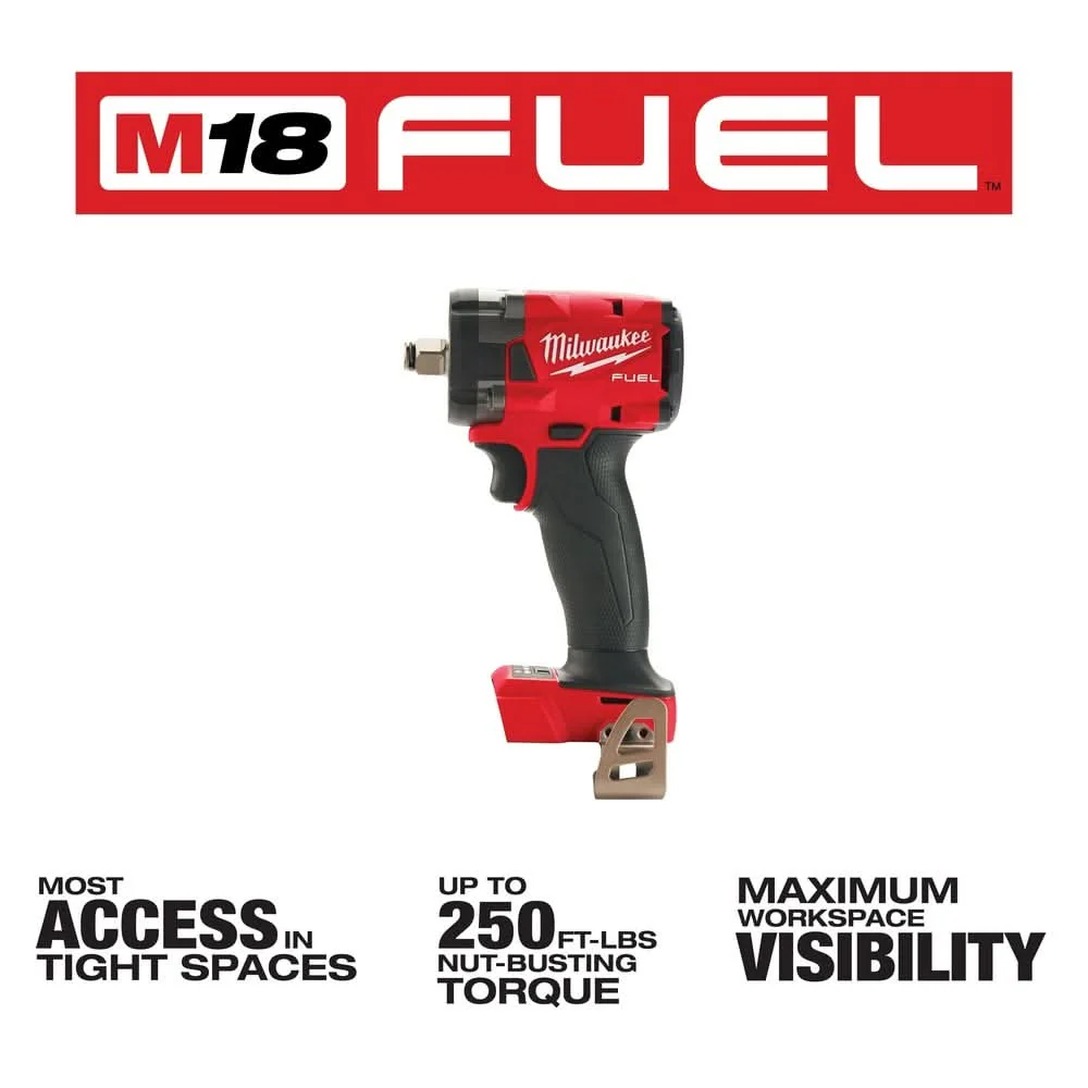 Milwaukee 2855-20 M18 FUEL 1/2-Inch Compact Impact Wrench with Friction Ring, Tool Only - Image 3