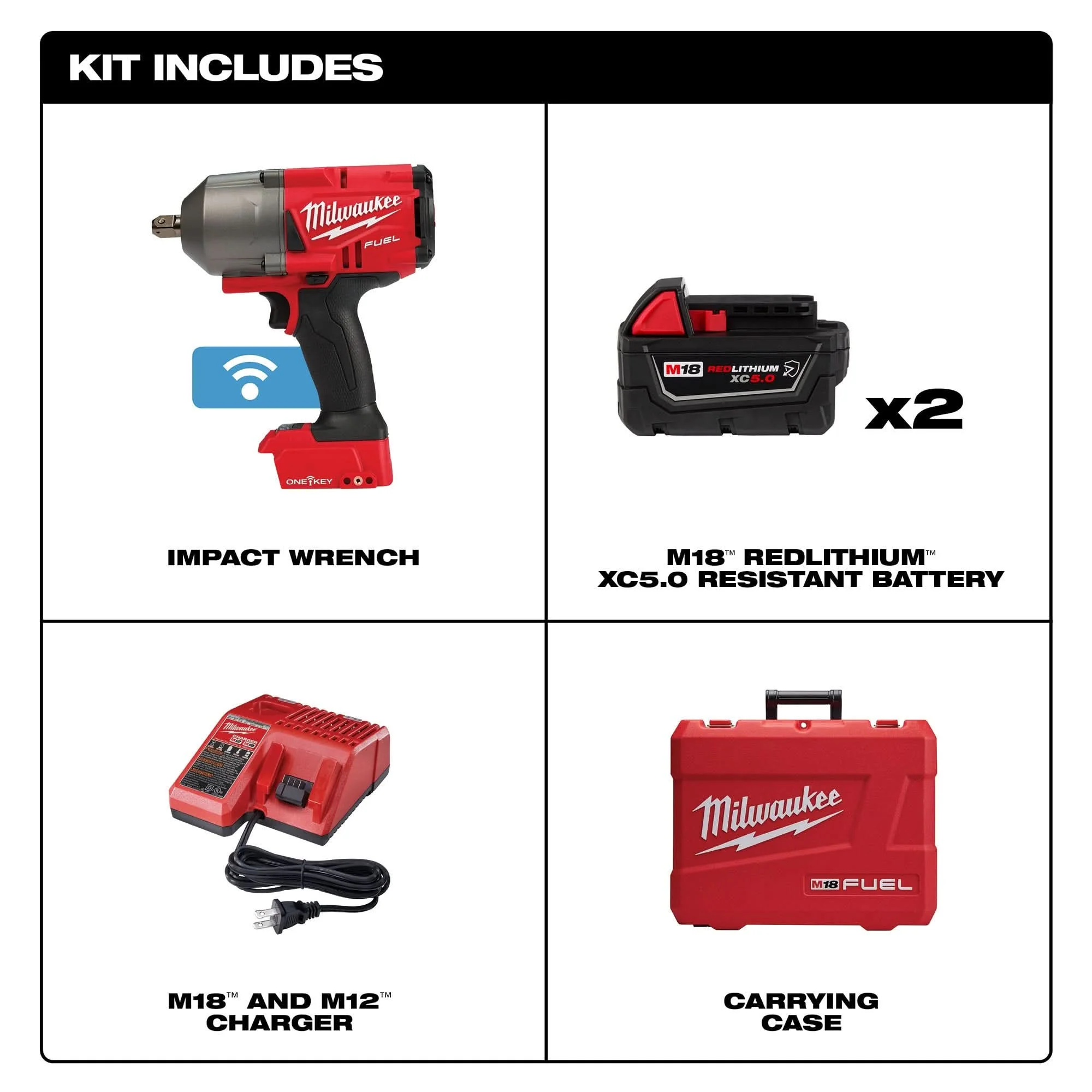 Milwaukee 2862-22R M18 FUEL w/ ONE-KEY High Torque Impact Wrench 1/2" Pin Detent Kit - Image 2