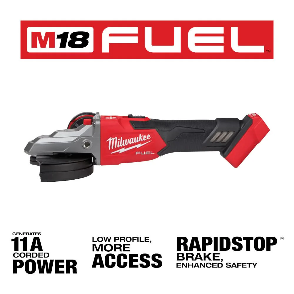 Milwaukee PROMO 2887-20 M18 FUEL 5-in Flathead Braking Grinder, Slide Switch Lock-On , Tool Only (PROMO) - Image 2