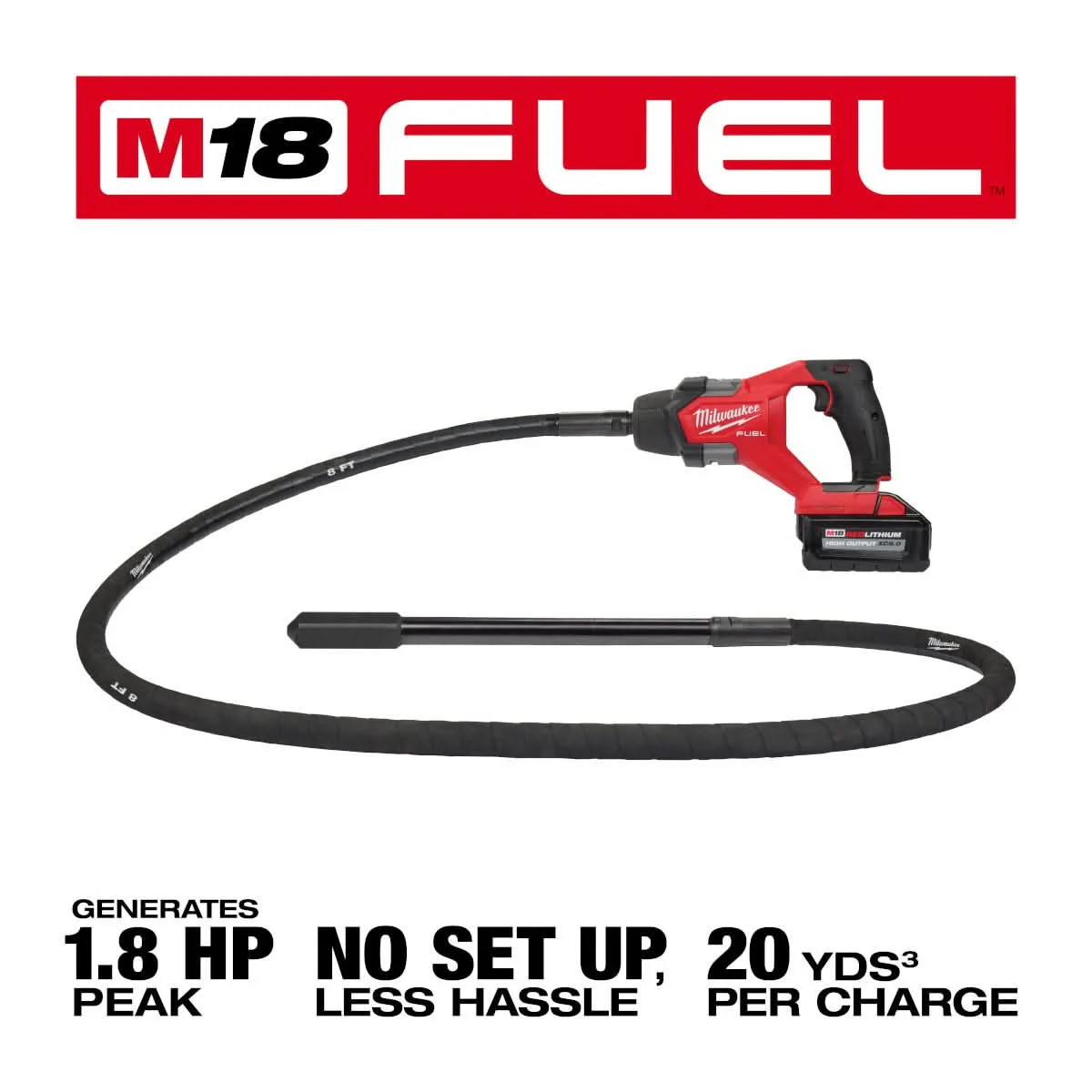 Milwaukee 2911-21 M18 FUEL 8-ft Concrete Pencil Vibrator Kit - Image 3