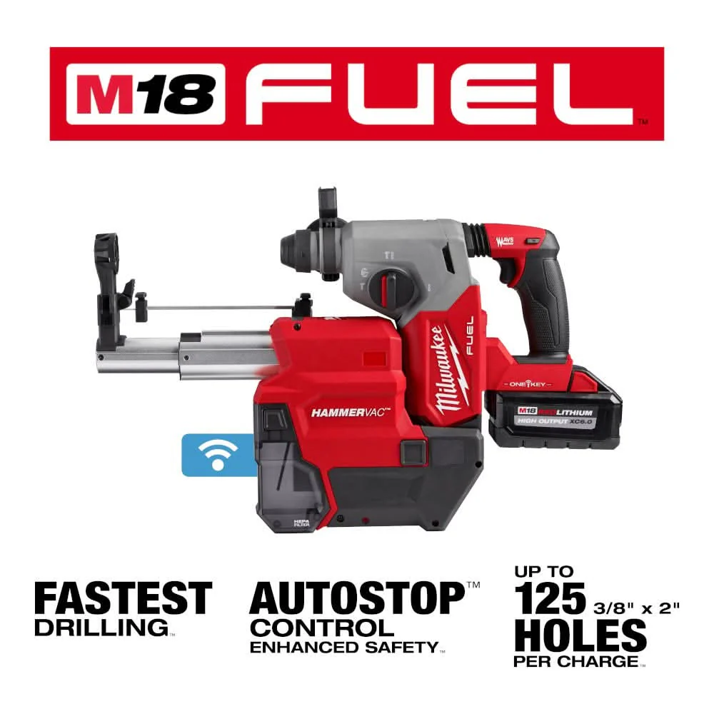Milwaukee 2914-22DE M18 FUEL 1" SDS Plus Rotary Hammer w/ ONE-KEY Dust Extractor Kit - Image 3