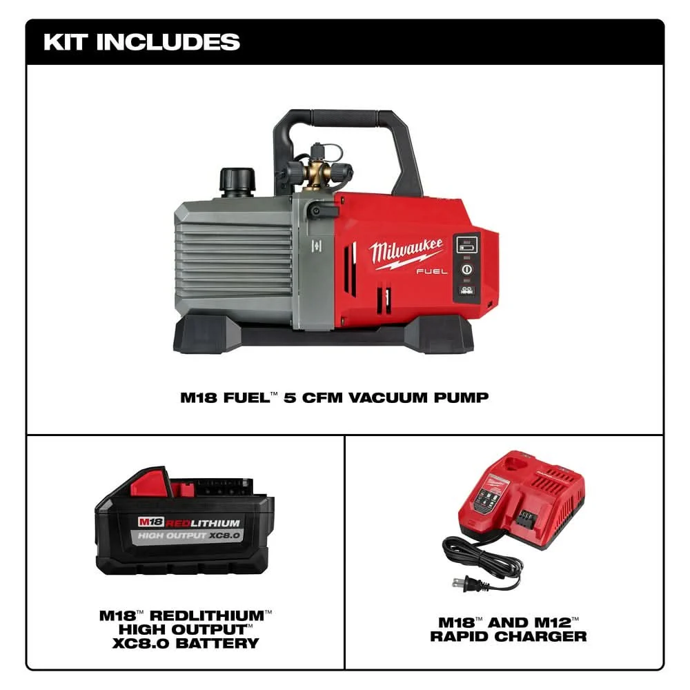 Milwaukee 2941-21 M18 FUEL 5-CFM Vacuum Pump 8.0Ah Kit - Image 2