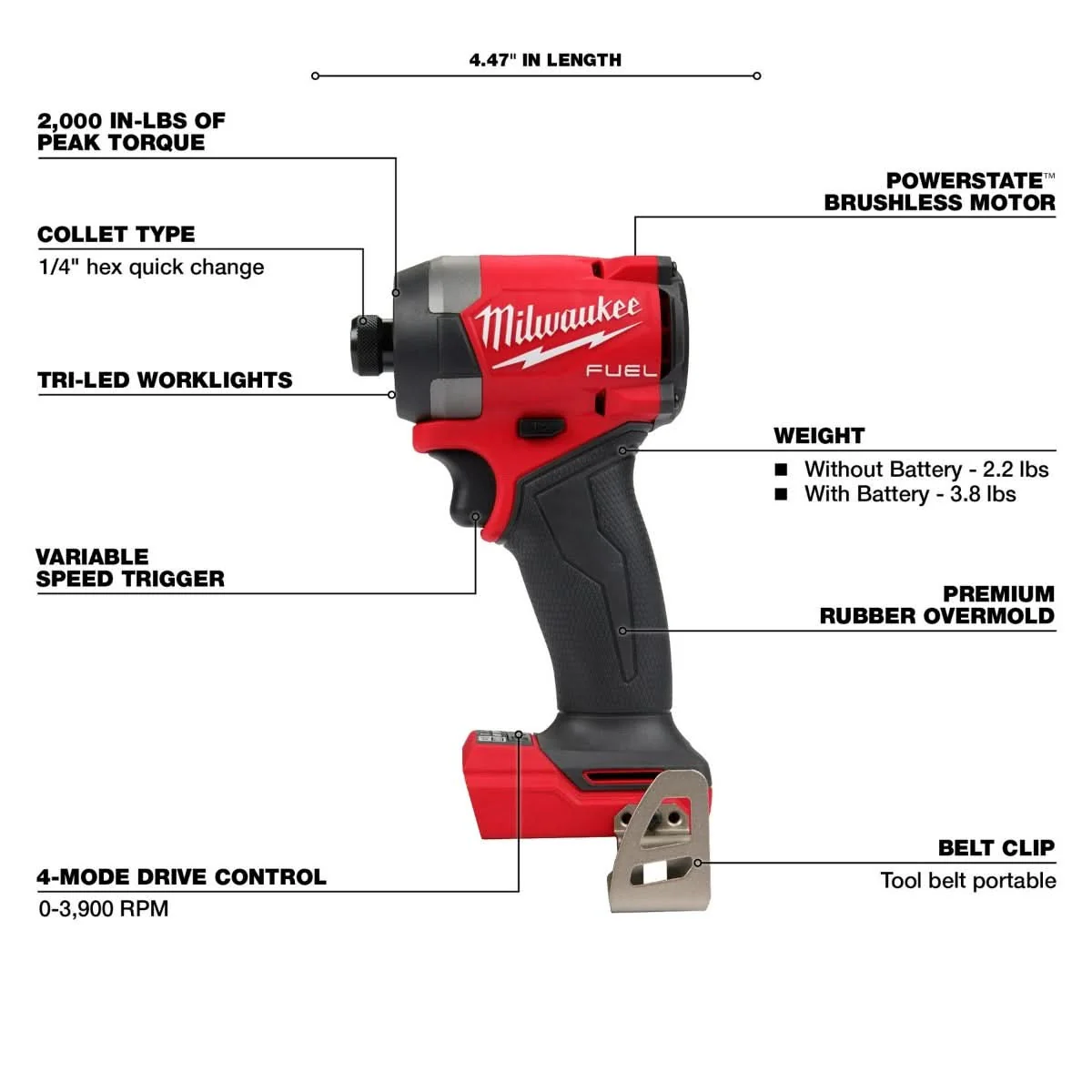 Milwaukee 2953-20 M18 FUEL 1/4-in. Hex Impact Driver, Tool Only (PROMO) - Image 3