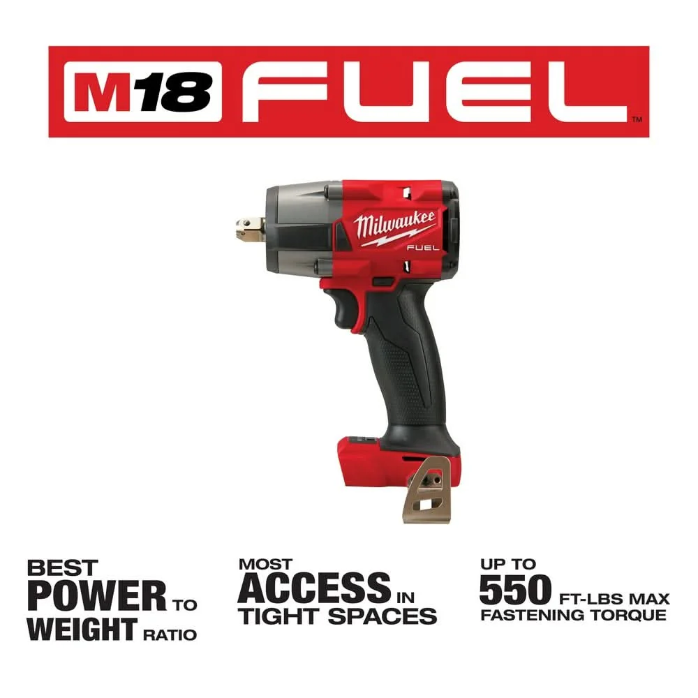 Milwaukee 2962P-20 M18 FUEL 1/2-Inch Mid-Torque Impact Wrench with Pin Detent, Tool Only - Image 3