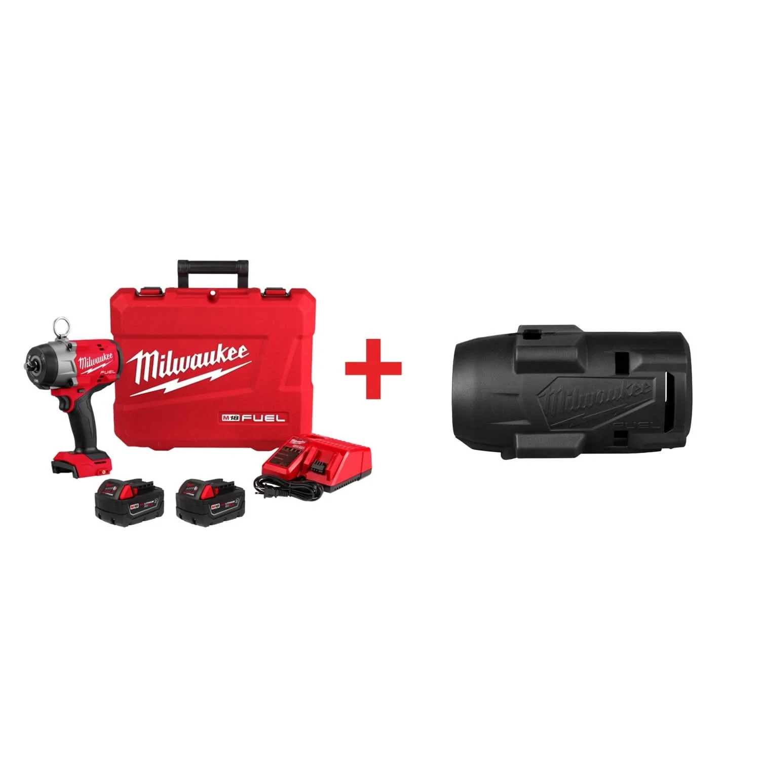 Milwaukee M18 FUEL 1/2" High Torque Impact Wrench w/ Pin Detent 5.0Ah Kit with Protective Boot - Image 1