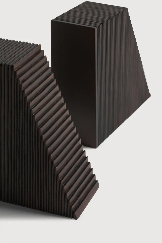 ETHNICRAFT GROOVES BOOK ENDS - MAHOGANY DARK BROWN | $259.00 - Image 3