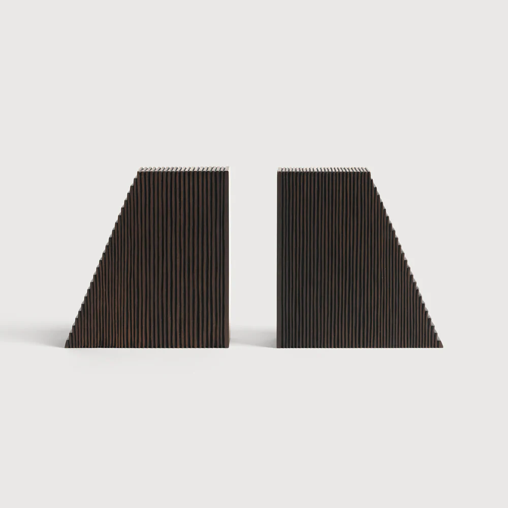 ETHNICRAFT GROOVES BOOK ENDS - MAHOGANY DARK BROWN | $259.00 - Image 2