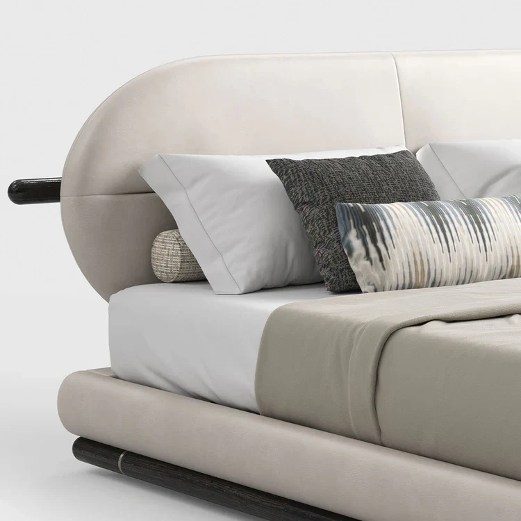 KOKO BEIGE LEATHER AND WOOD BED I $26,950.00 - Image 2