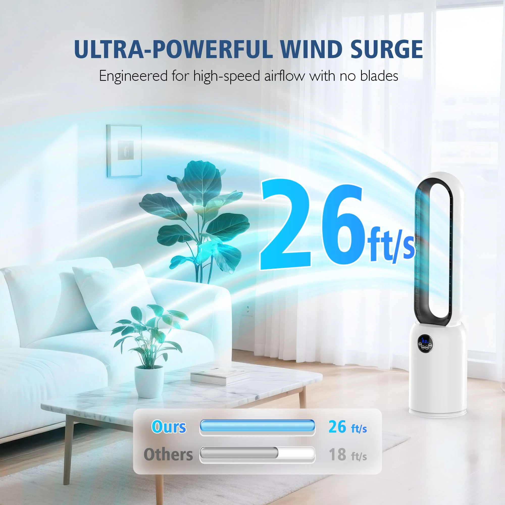 Advwin Upgrated Portable Bladeless Tower Fan - Image 2