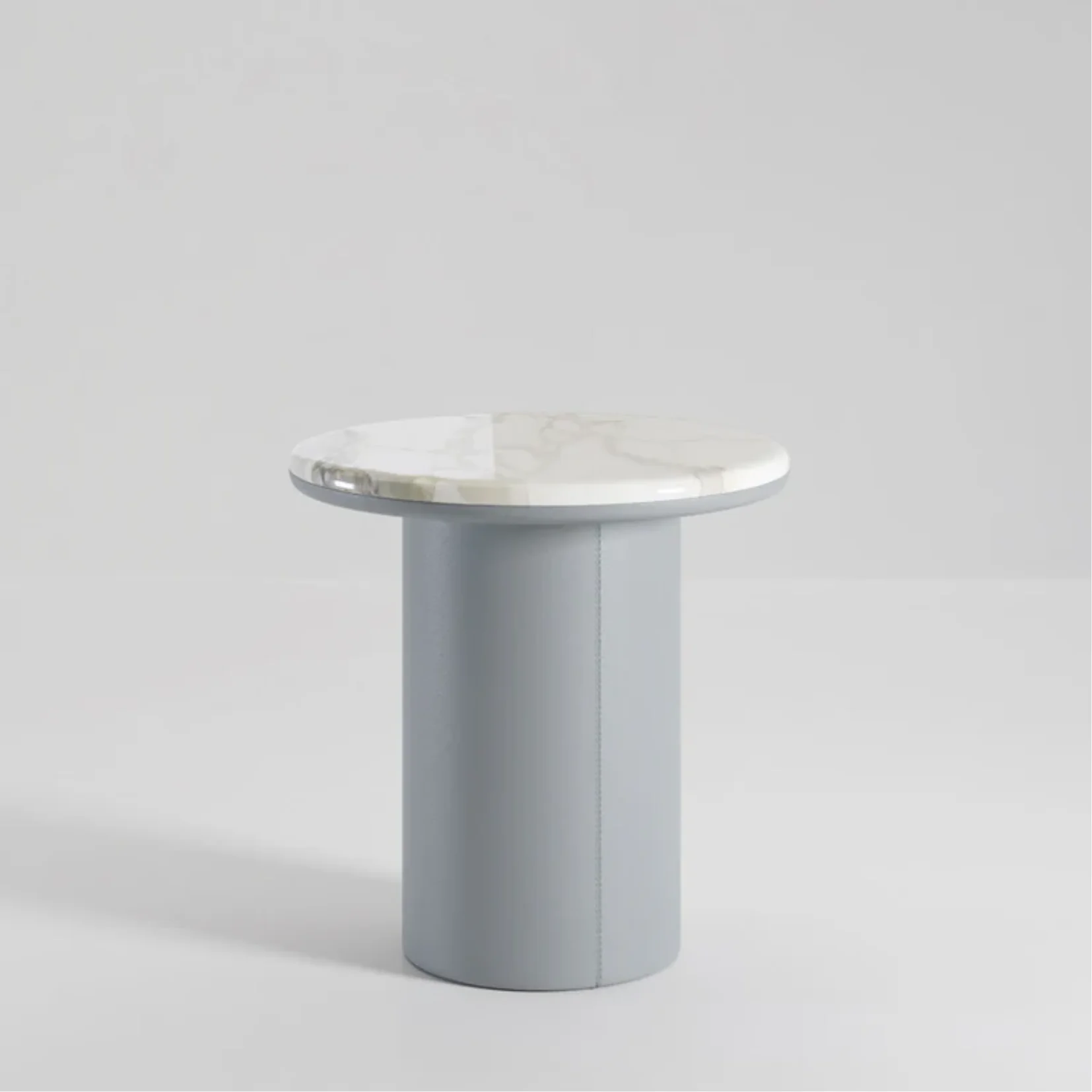 SECOLO | GEMINI LEATHER AND CALACATTA MARBLE SIDE TABLE | $6,785 - Image 2