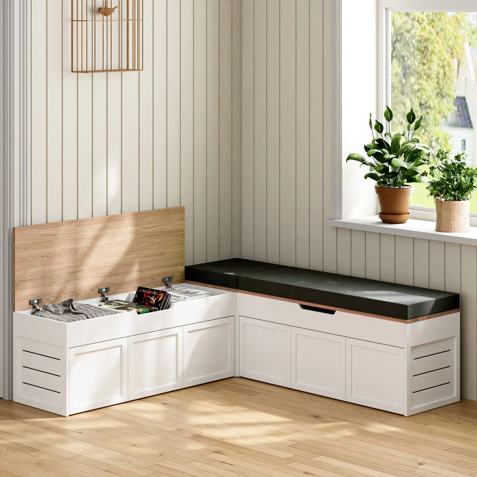 Advwin L-Shaped Corner Storage Bench