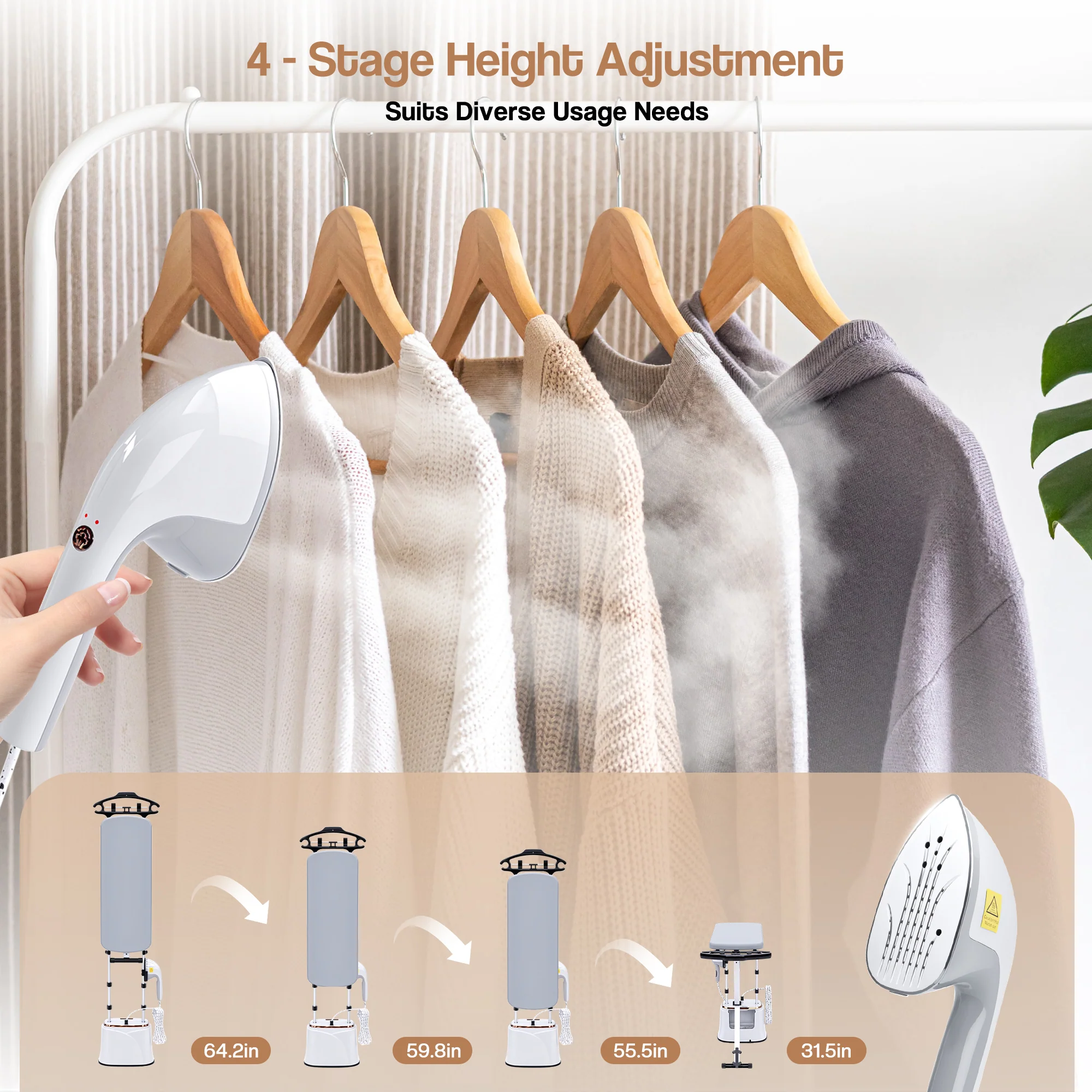 Advwin Standing Garment Steamer with Dry Ironing - Image 3