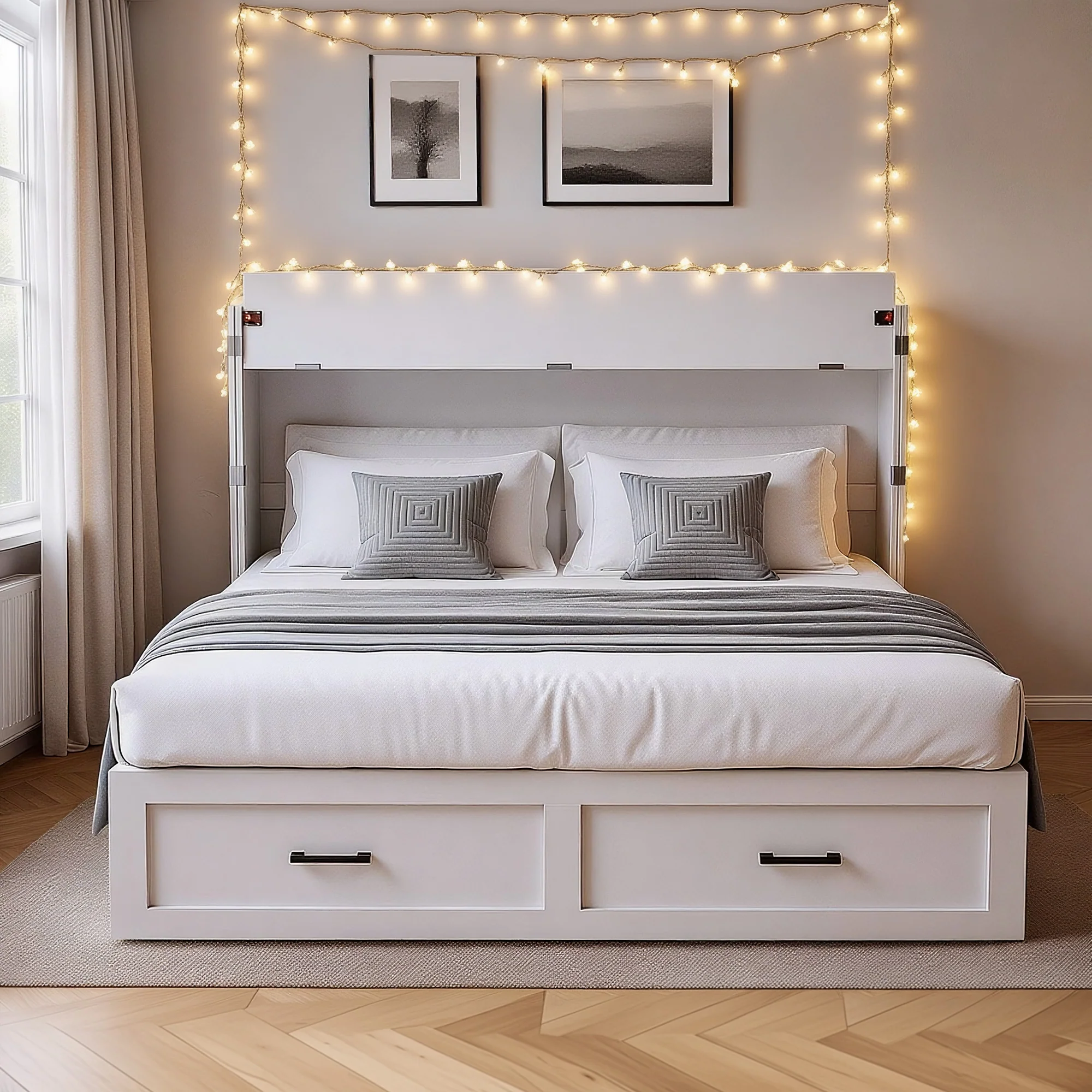 Advwin Murphy Bed with Storage & Charging Station - Image 3