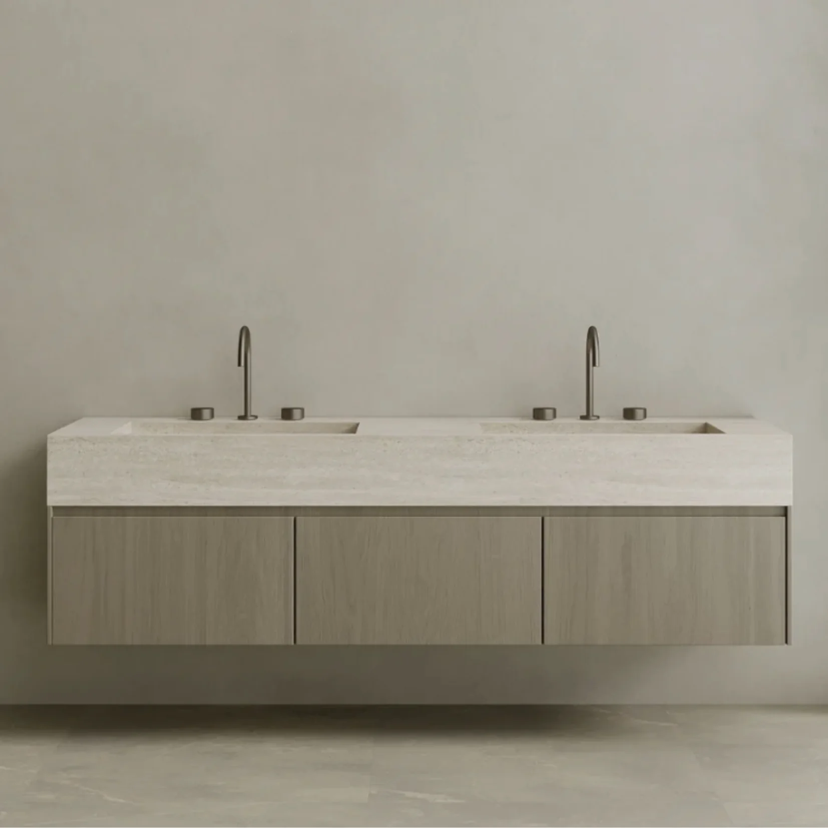 ELEMENTO BATH | DOUBLE SINK FLOATING WITH WOOD DRAWERS | $5,680.00 - $11,200.00 - Image 2
