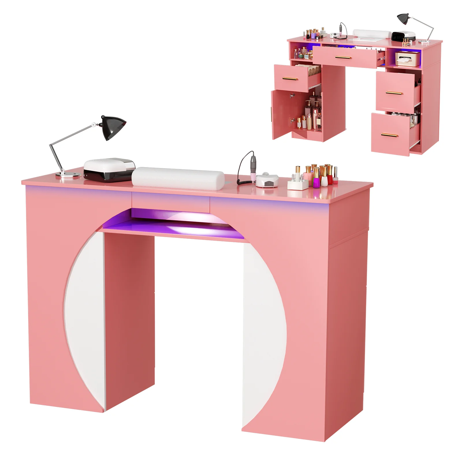 Advwin Professional Nail Desk w/ Dust Collector & LED - Image 2