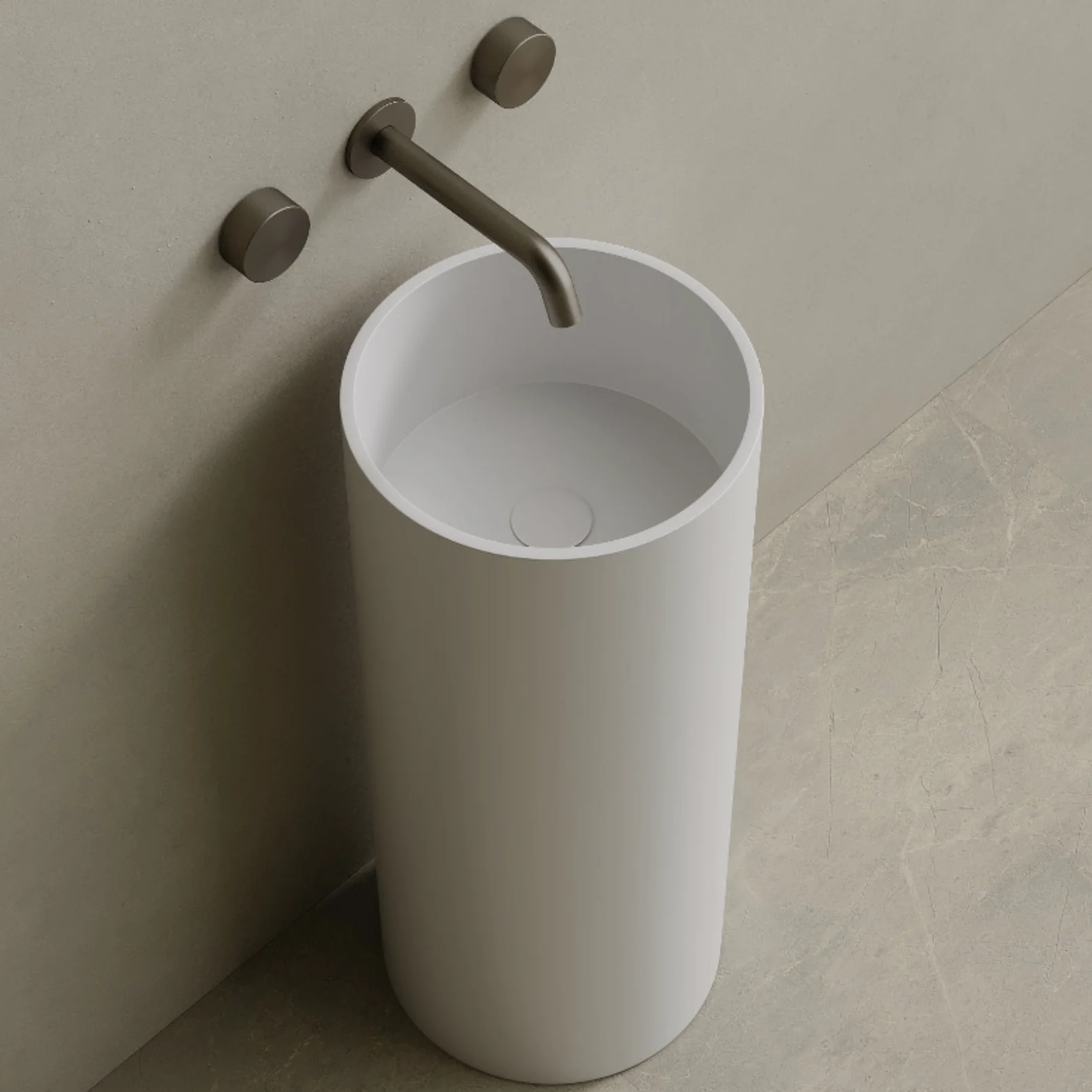 ELEMENTO BATH | 14" x 33" SOLID SURFACE ROUND PEDESTAL SINK | $1,448.50 - $1,522.90 - Image 2