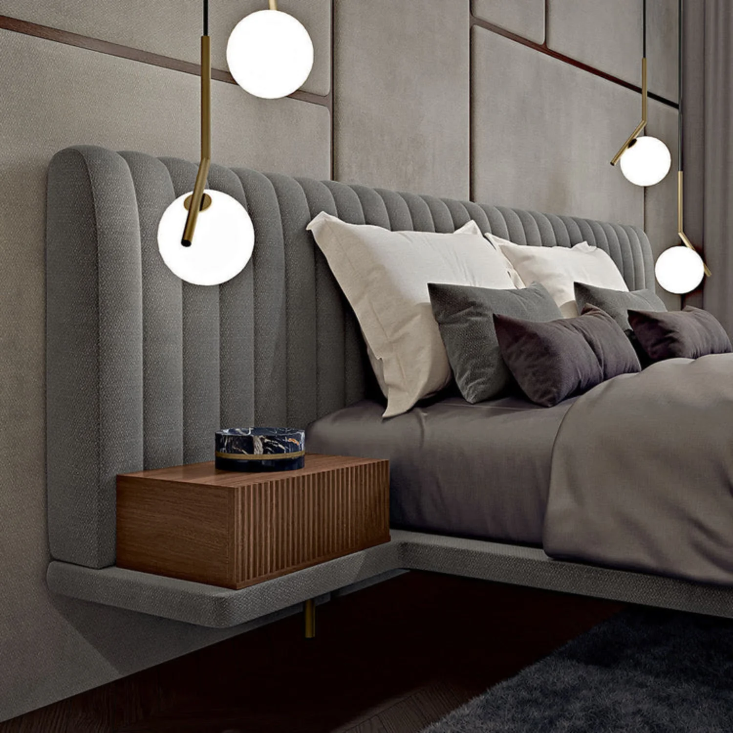 BAMAX | LARGE CHANNELED GRAY DOUBLE BED | $14,364.00 - Image 2