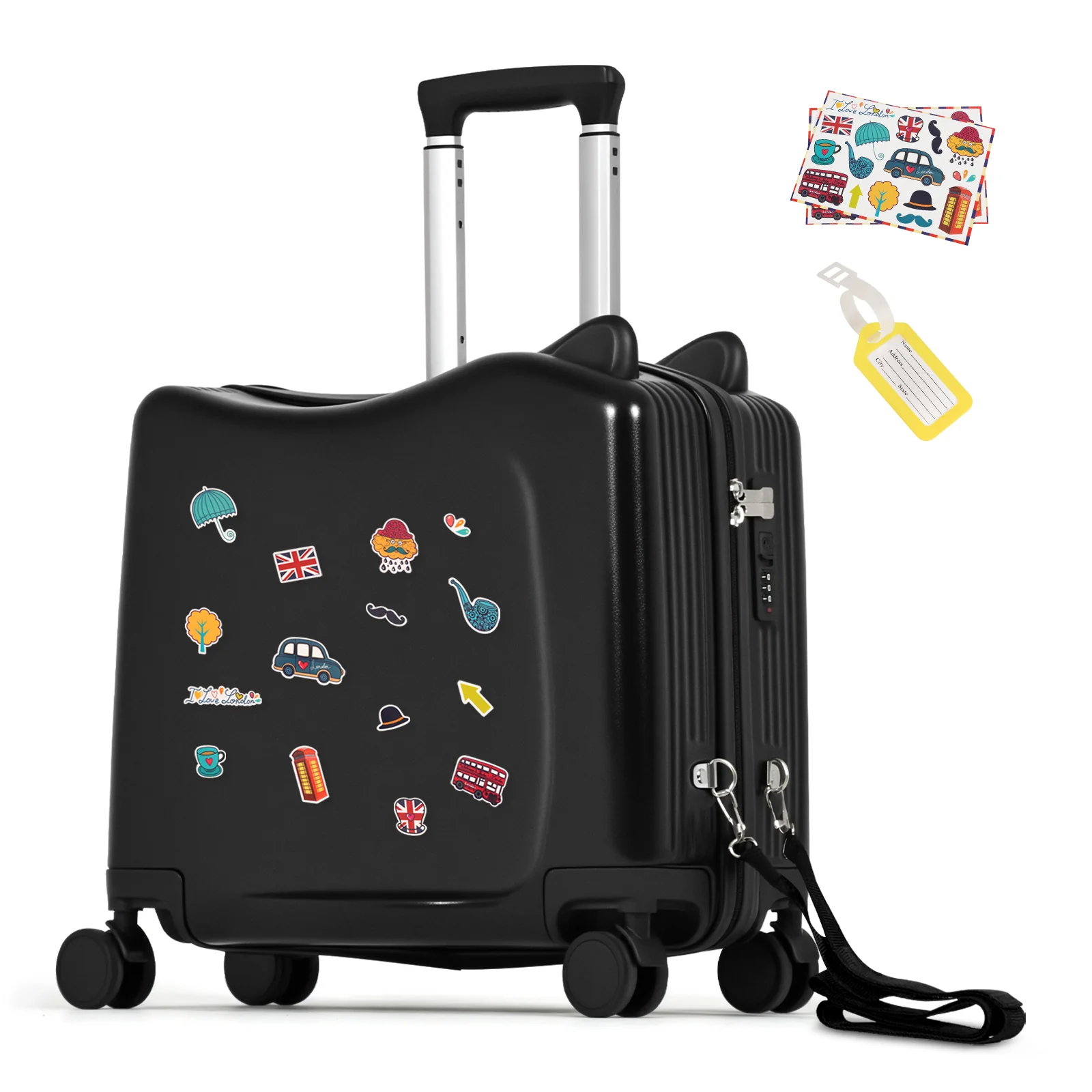 Advwin Kids’ Ride-On Suitcase with Password Lock Black (Low Stock) - Image 1