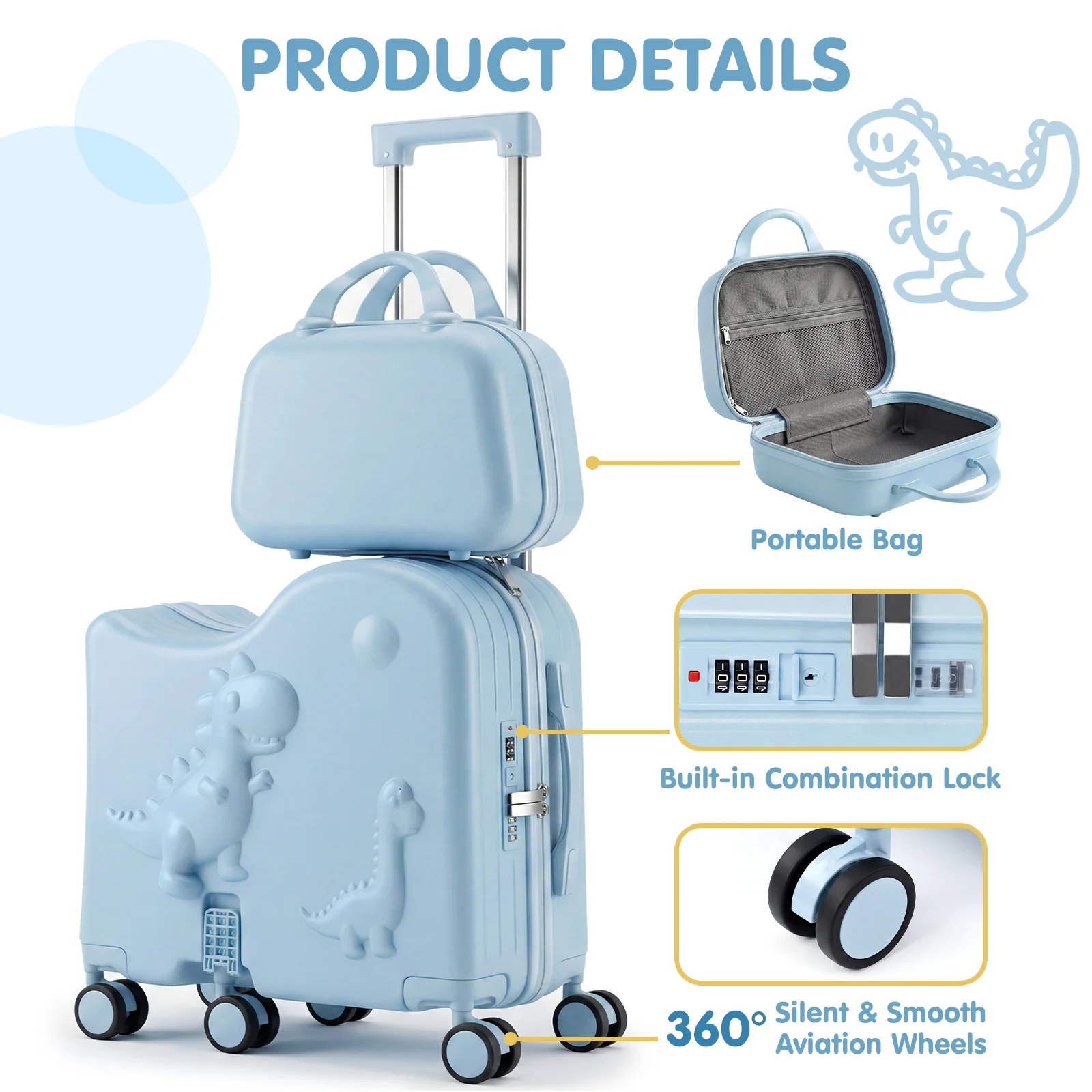Advwin 20" Carry-On Suitcase with 12" Portable Bag - Image 3