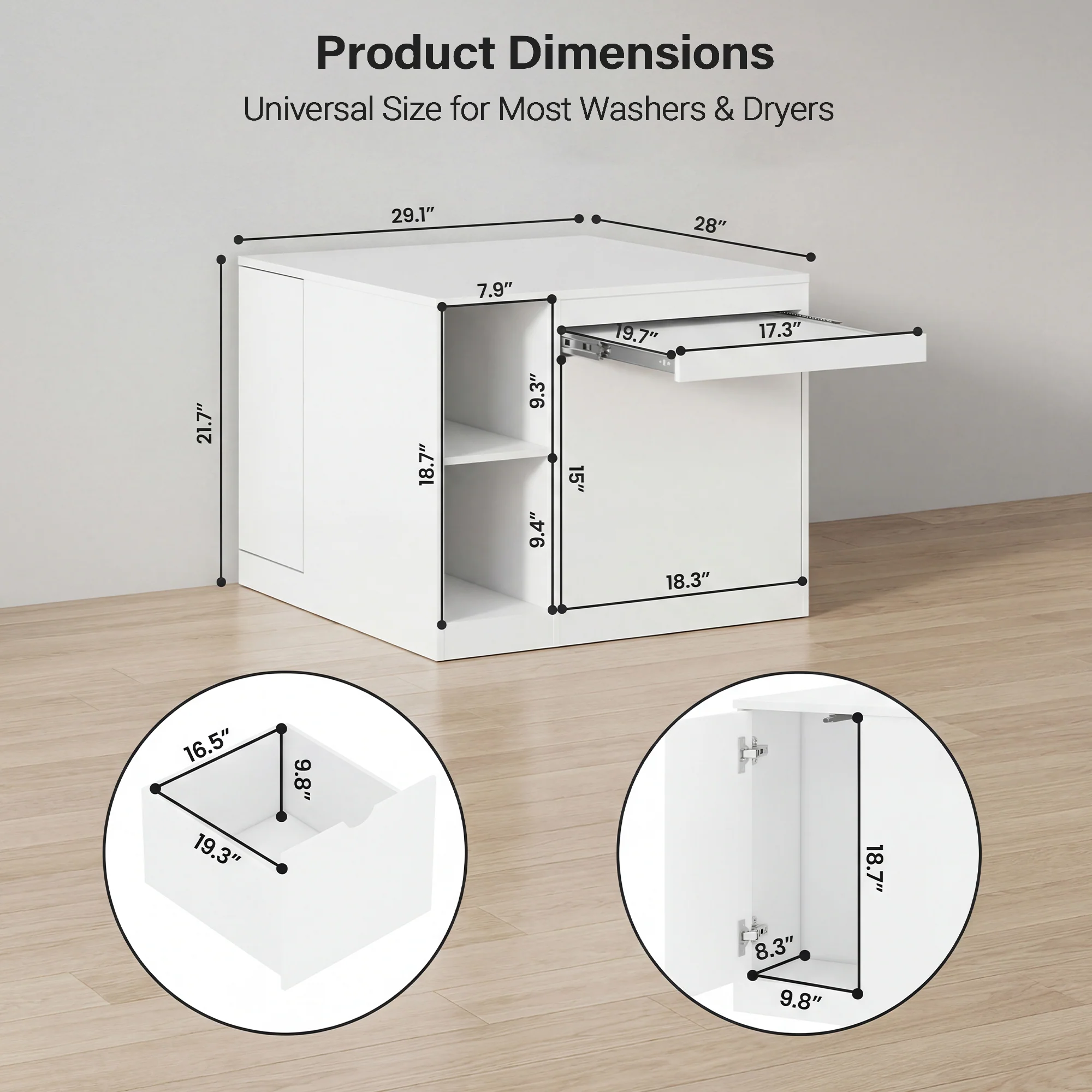 Advwin Washer and Dryer Pedestal w/ Basket Tray - Image 2