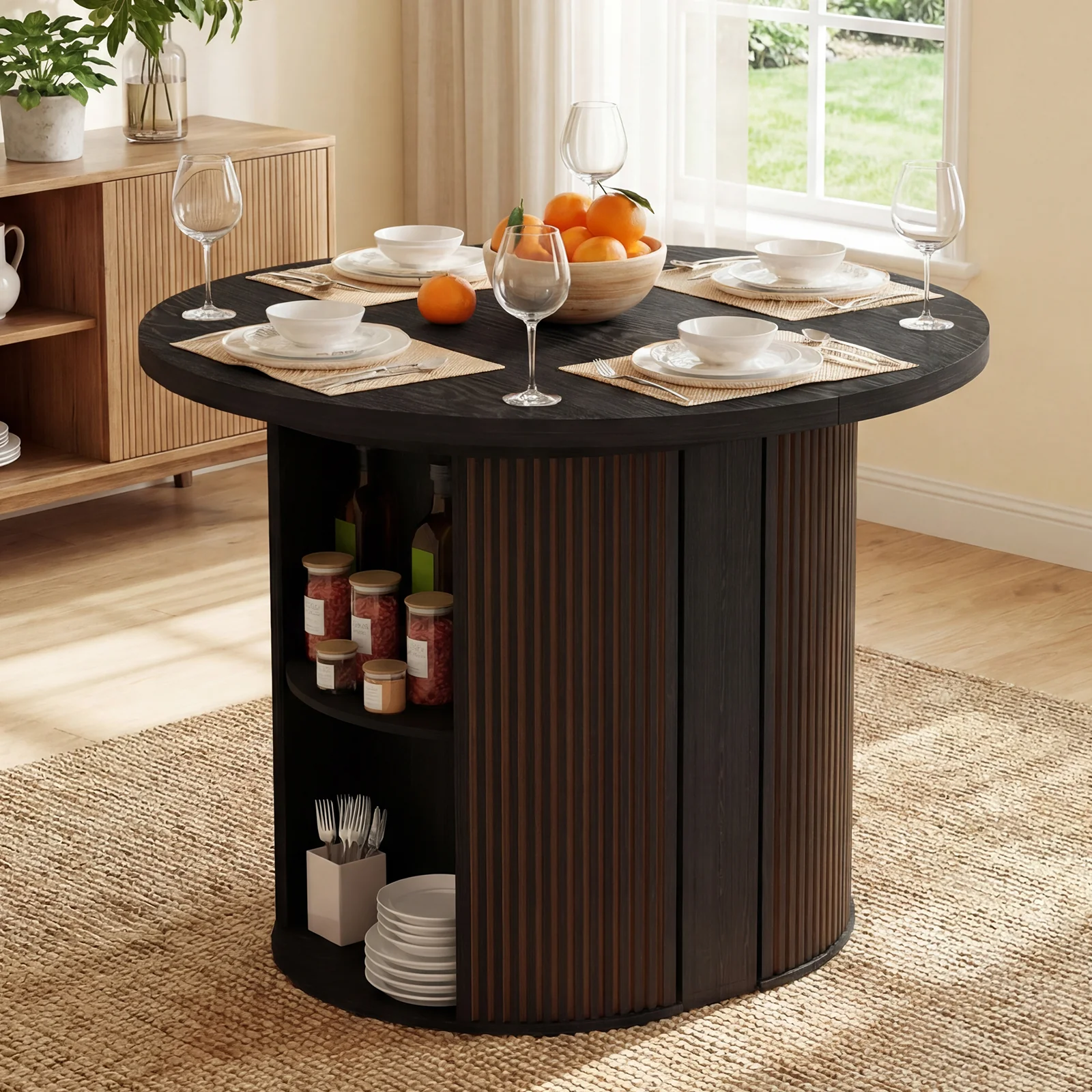 Advwin Modern Extendable Round Dining Table - Image 2