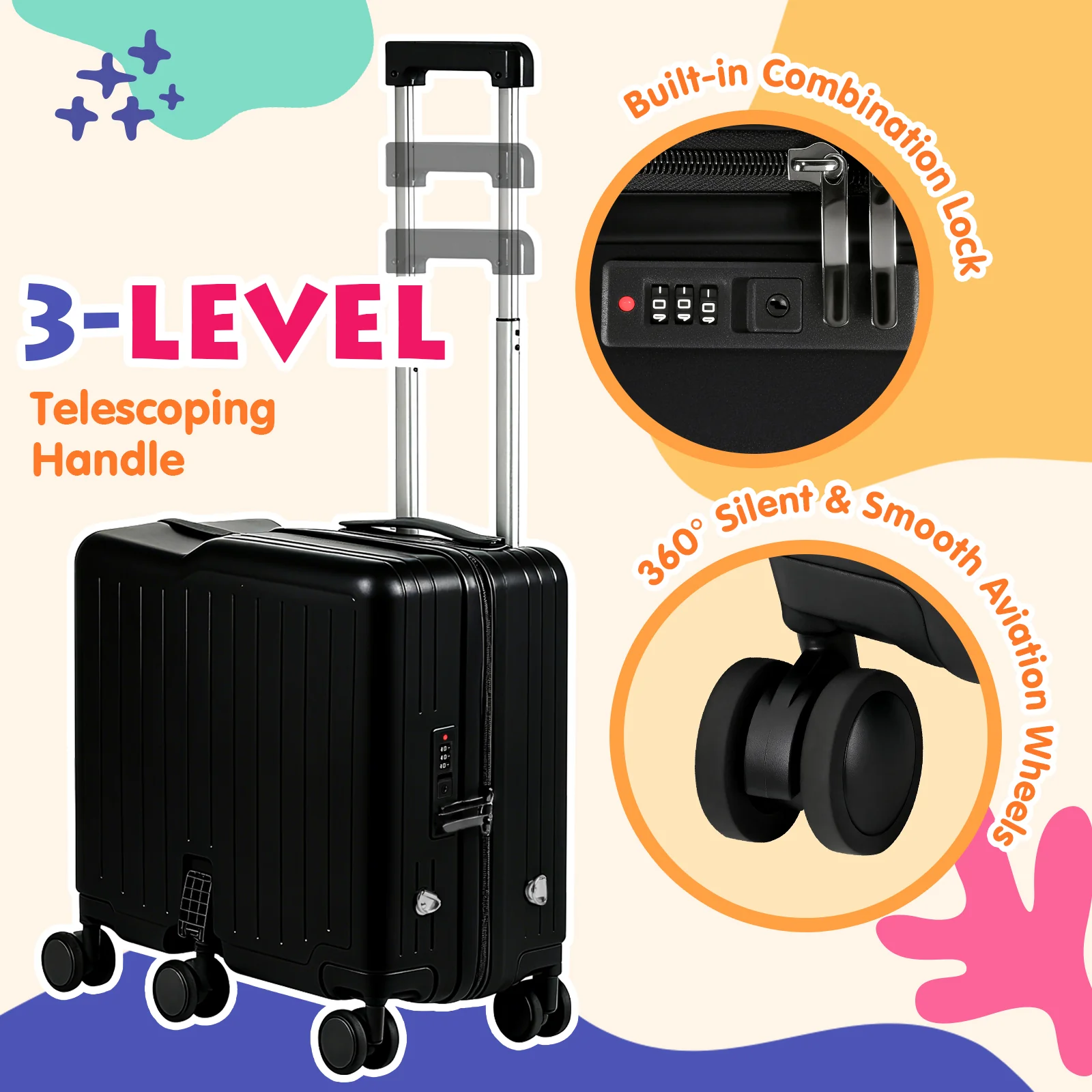 Advwin 20" Kids Ride-On Suitcase with 6 Wheels - Image 2