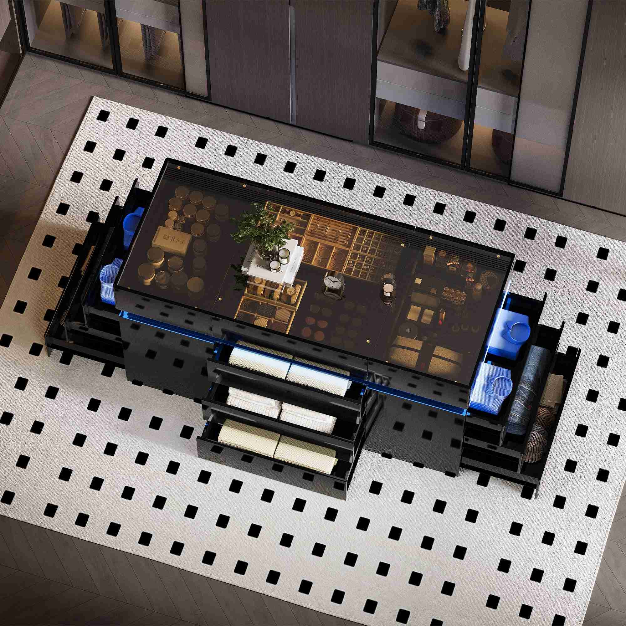 Advwin Luxury Glossy Closet Island with 16 Drawers - Image 3