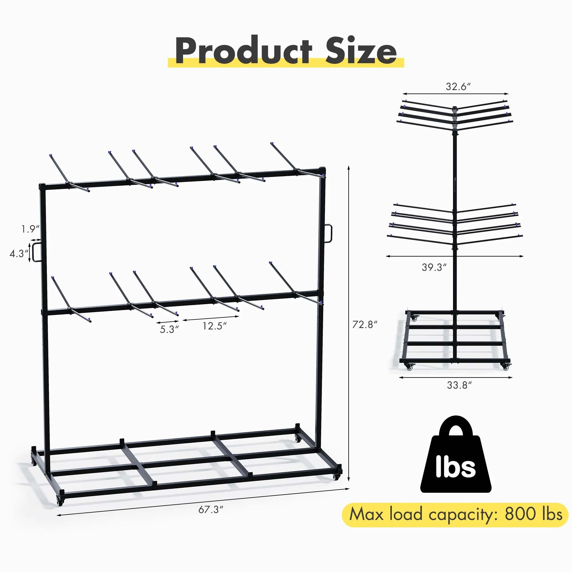 Advwin Folding Chair Rack with Lockable Wheels - Image 3