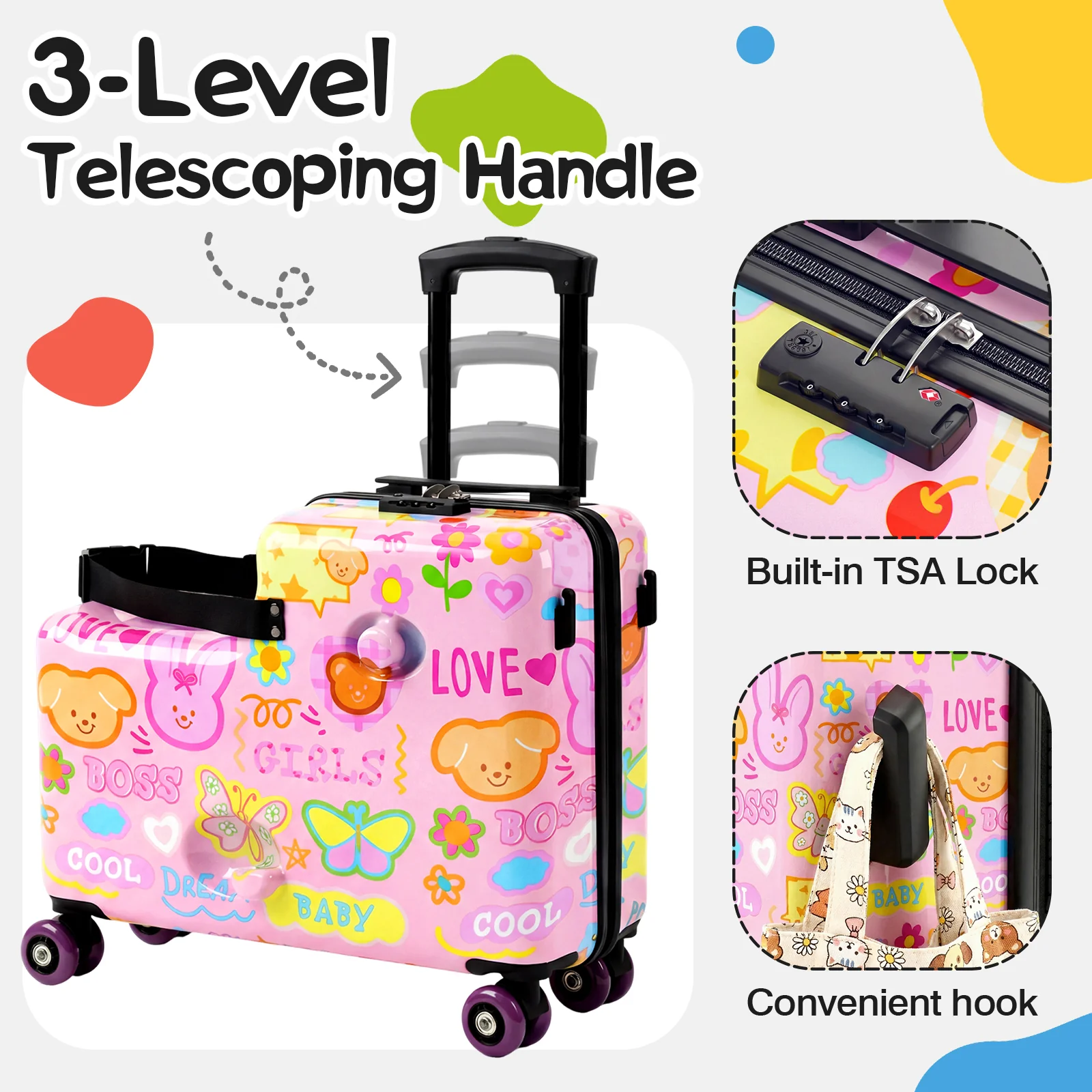 Advwin Toddler Ride-On Suitcase 20" Carry-On - Image 2