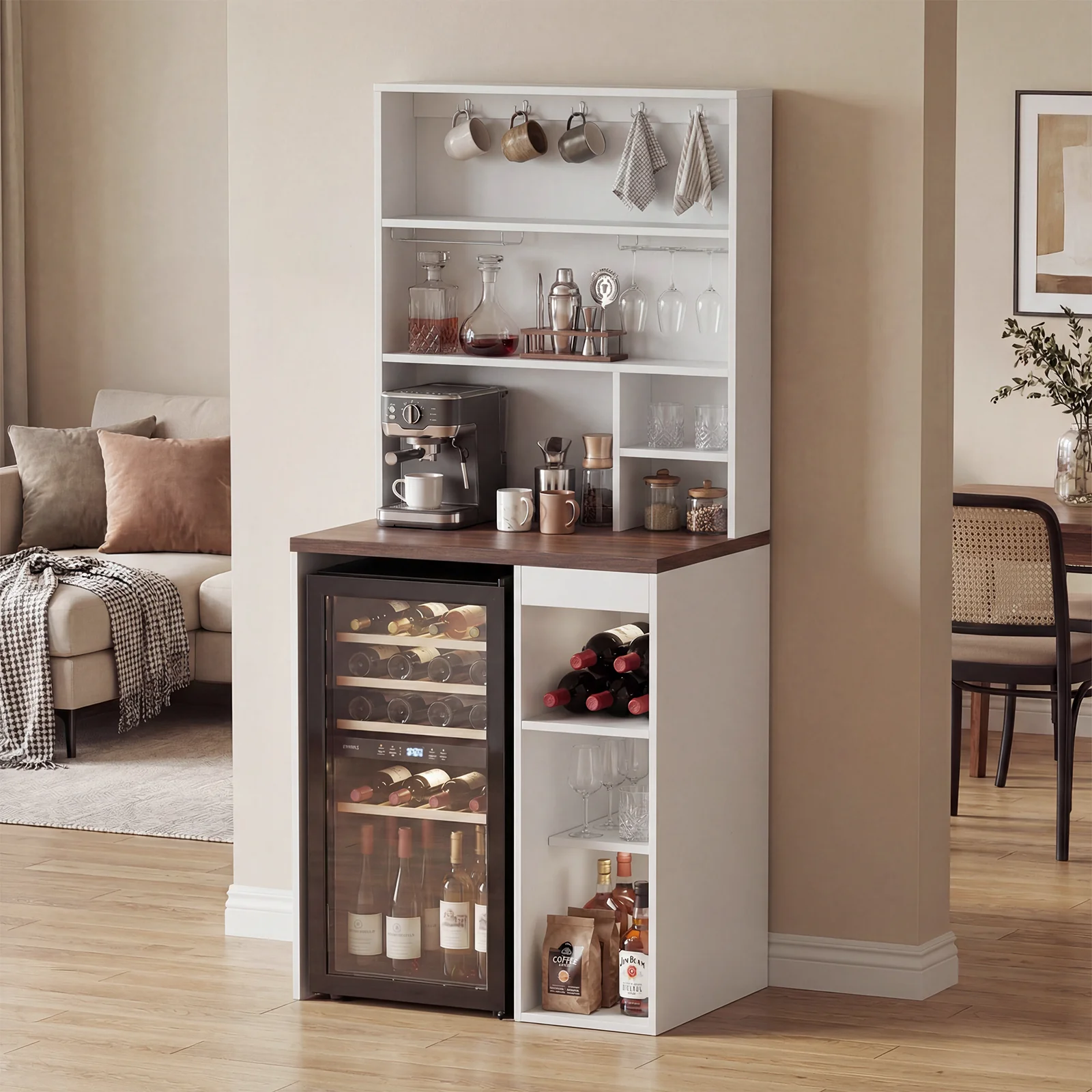 Advwin 8-Tier Tall Home Coffee Bar Cabinet - Image 2