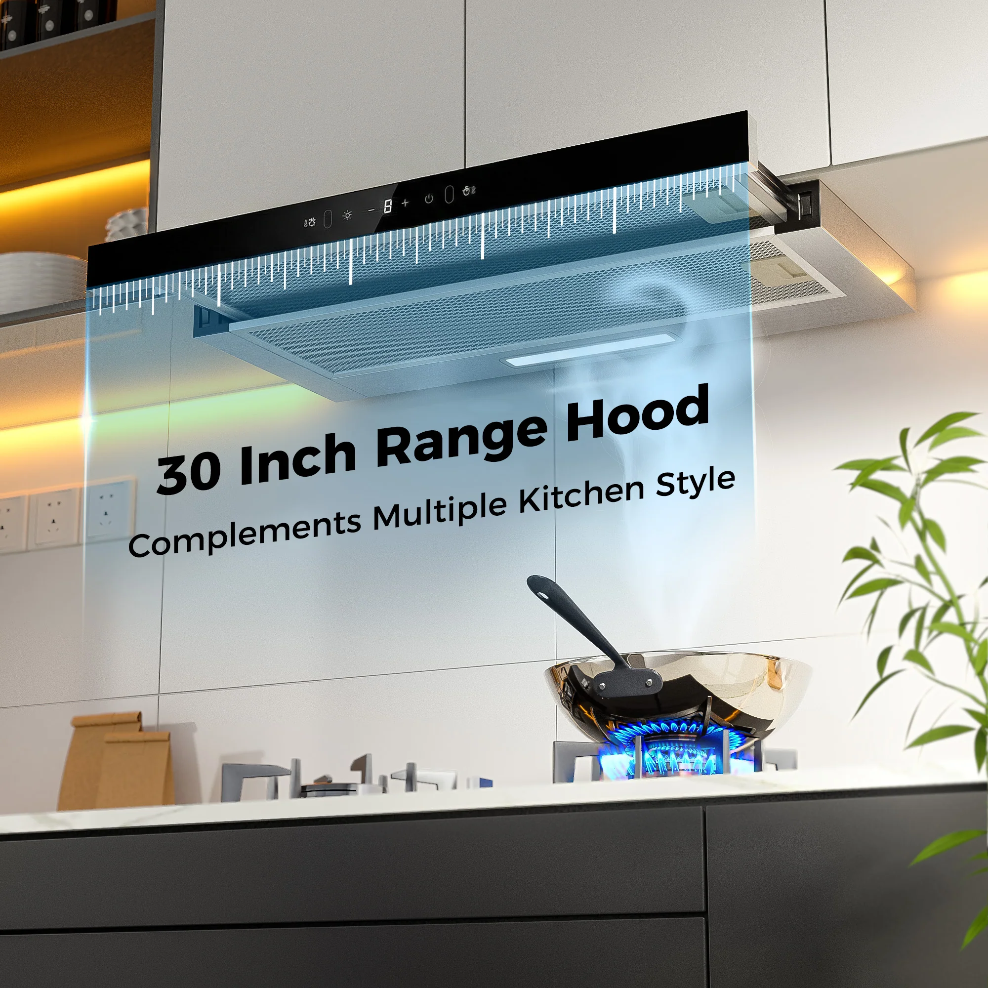 Advwin 30 Inch Range Hood w/ Hidden Pull-out Panel - Image 2
