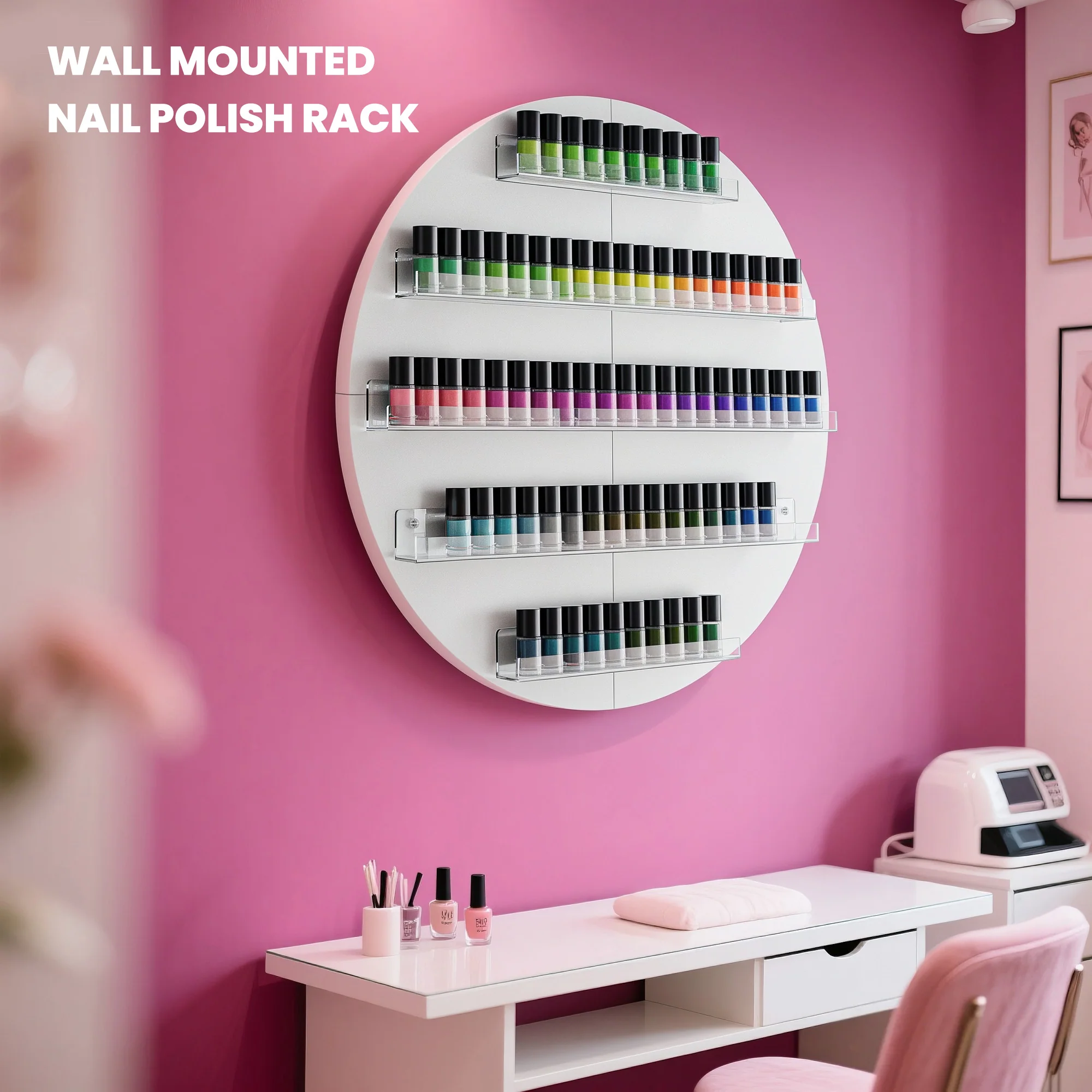 Advwin Wall Mount Round Nail Polish Organizer - Image 2