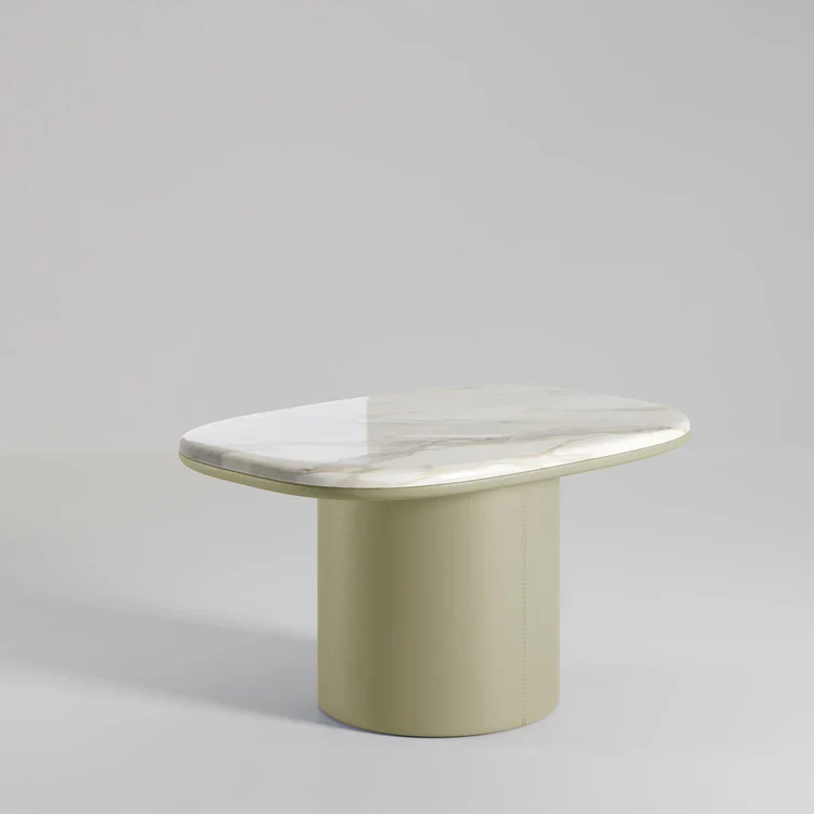 SECOLO | GEMINI SOFT HEX LEATHER AND MARBLE COFFEE TABLE | $7,045 - Image 2