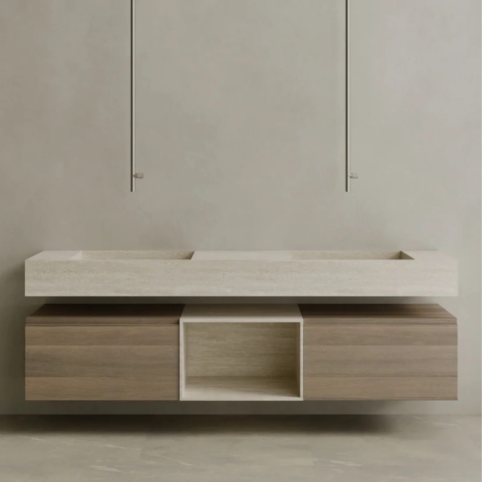 ELEMENTO BATH | FLOATING DOUBLE SING MARBLE VANITY | $6,360.00 - $12,856.00 - Image 2