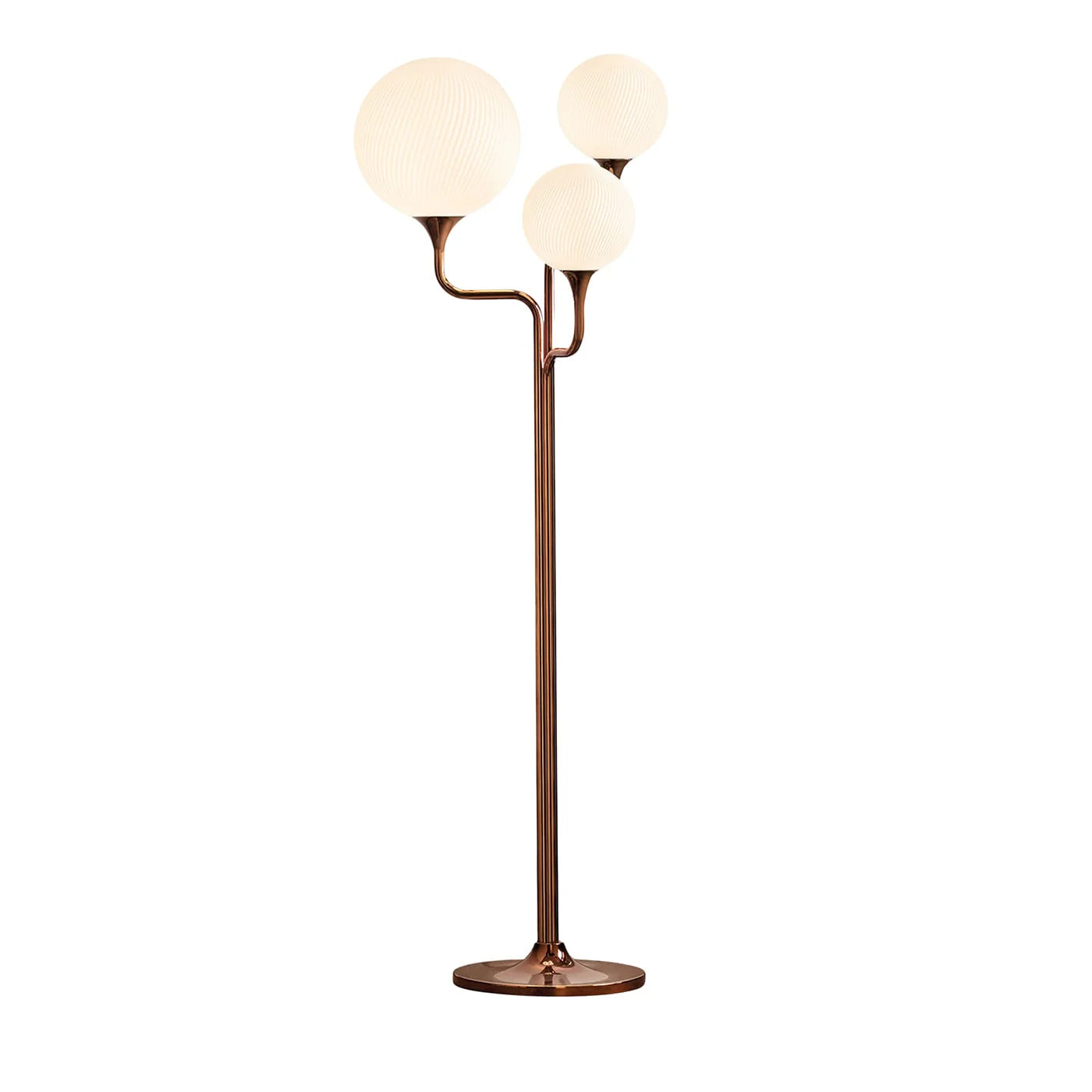 MASIERO | TEE GLOSSY GLAVANIC COPPER METAL AND GLASS 3-LIGHT FLOOR LAMP | $3,915.00 - Image 1