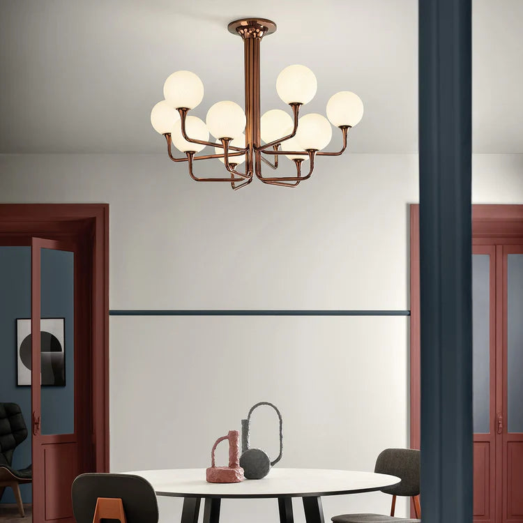 MASIERO | TEE GLOSSY GLAVANIC COPPER METAL AND GLASS 8-LIGHT CHANDELIER | $6,670.00 - Image 3