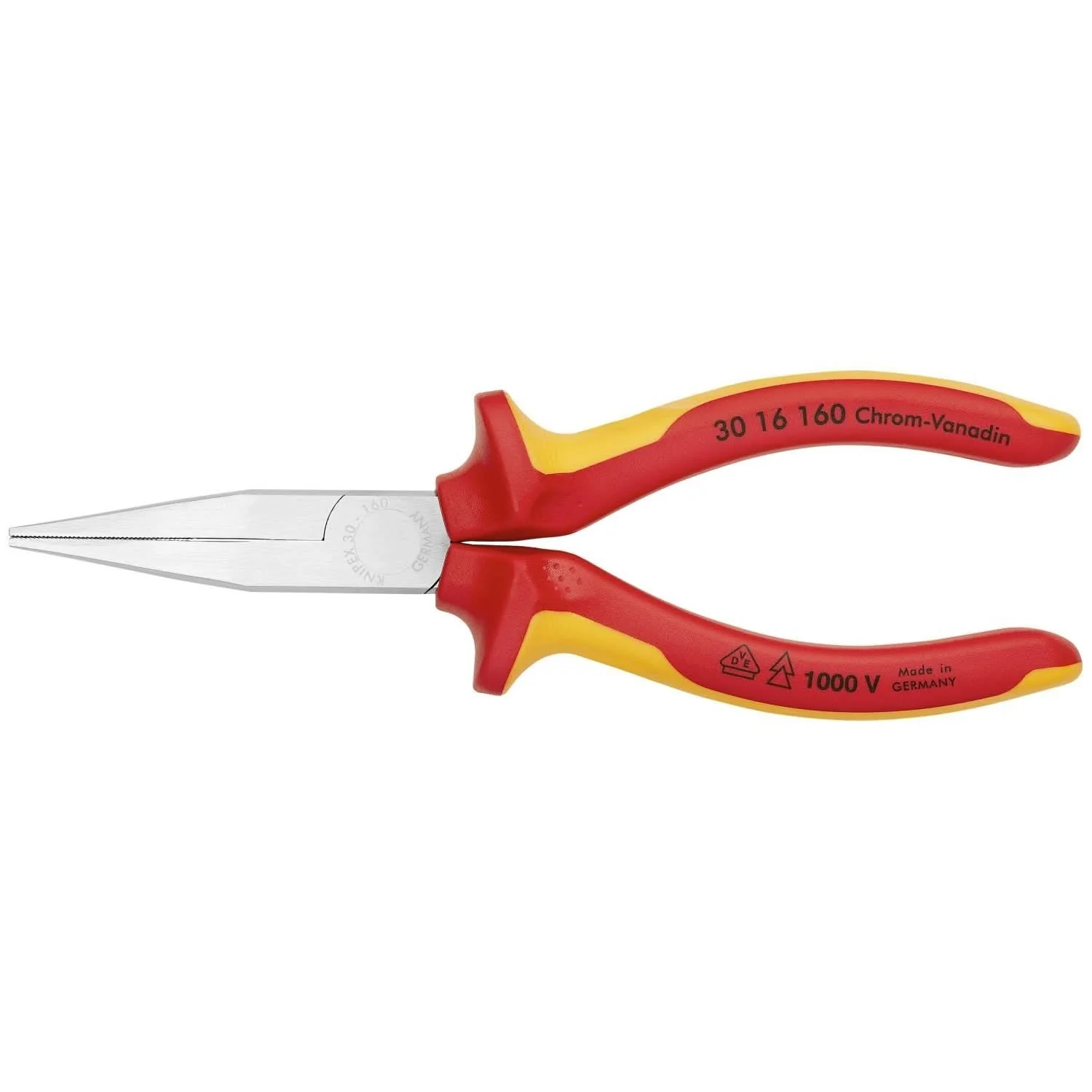 Knipex 30 16 160 Long Nose Pliers-Flat Tips-1000V Insulated - Image 1