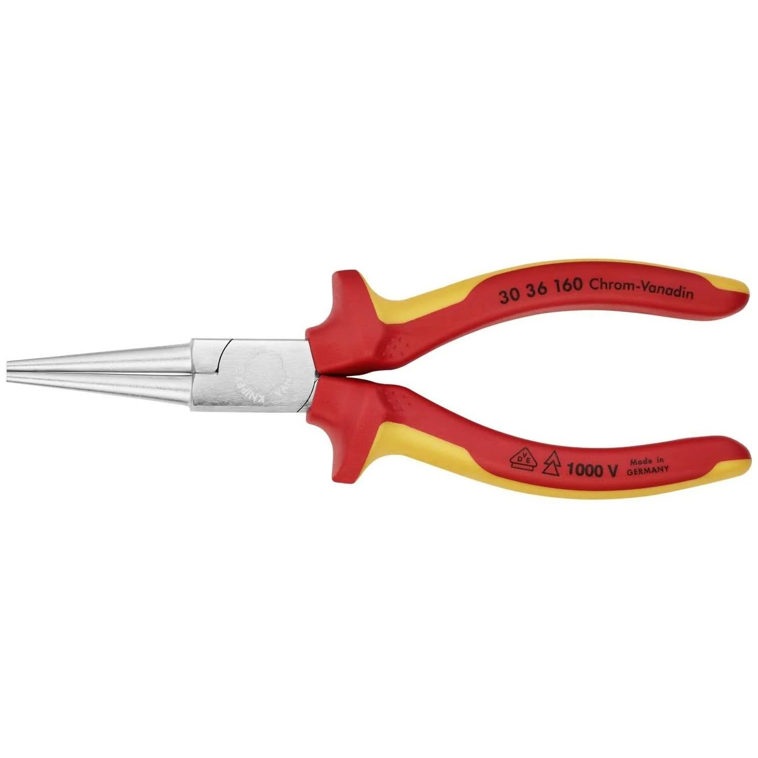 Knipex 30 36 160 Long Nose Pliers-Round Tips-1000V Insulated - Image 1