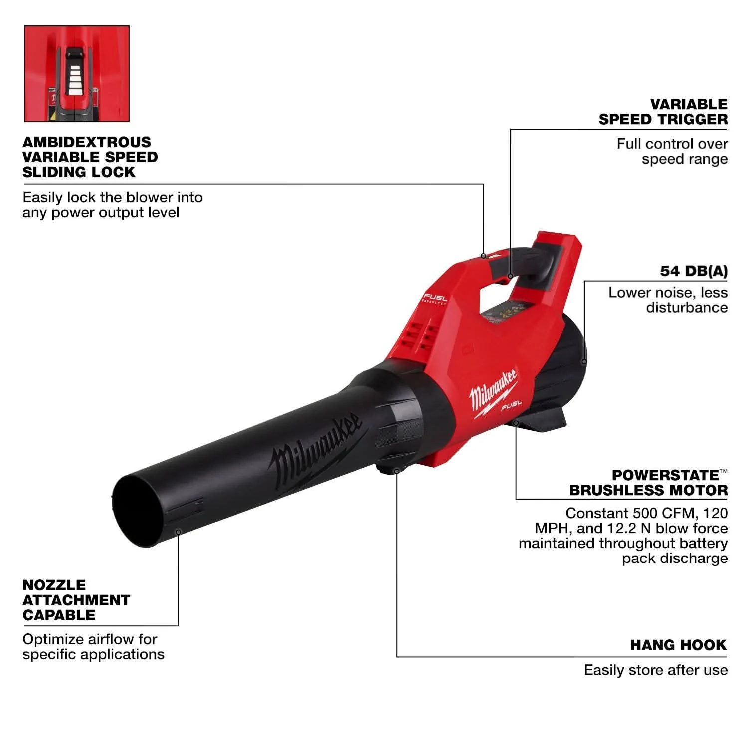 Milwaukee 3017-20 M18 FUEL 18V 500CFM Blower, Tool Only - Image 3