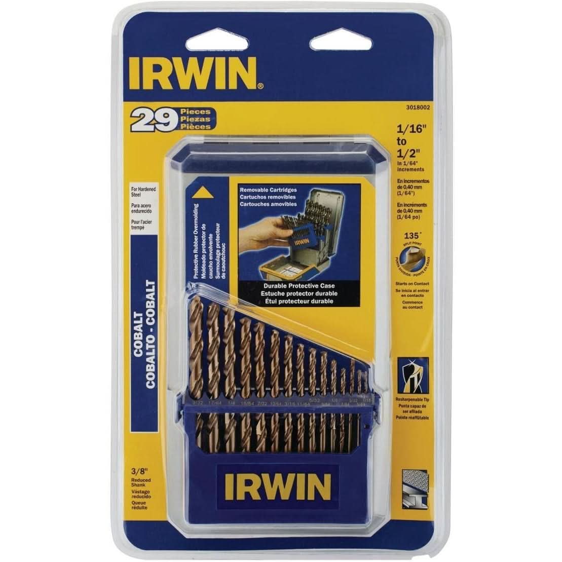Irwin 3018002 Cobalt Alloy Steel M-35 Metal Index Drill Bits 29 Piece Set - Image 1