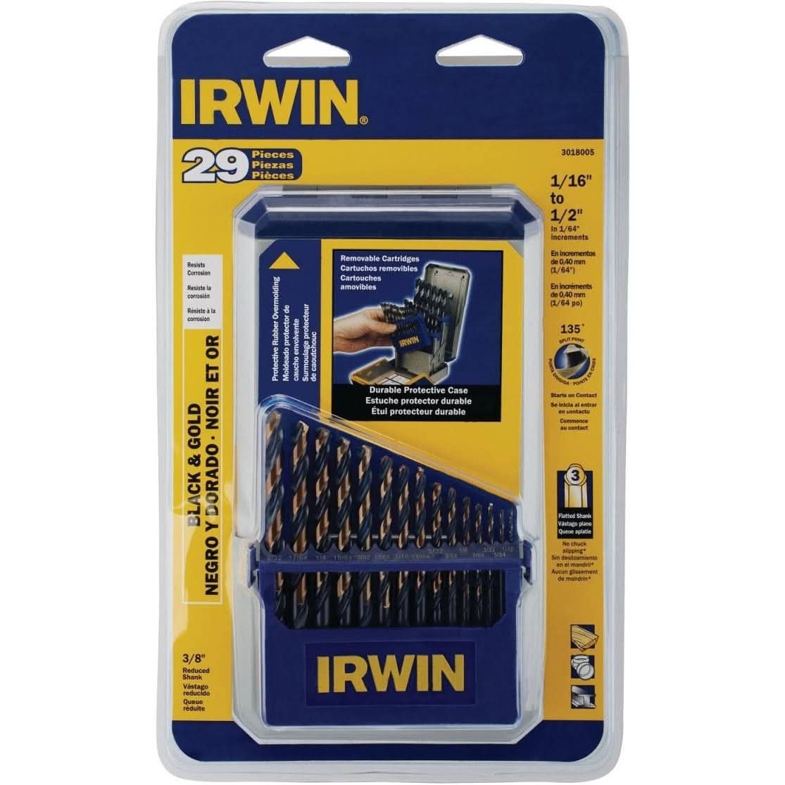 Irwin 3018005 Black & Gold Metal Index Drill Bit 29 Piece Set - Image 1