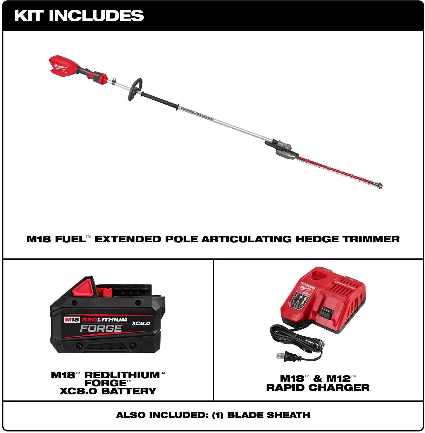 Milwaukee 3035-21 M18 FUEL Extended Pole Articulating Hedge Trimmer 8.0Ah Kit - Image 3