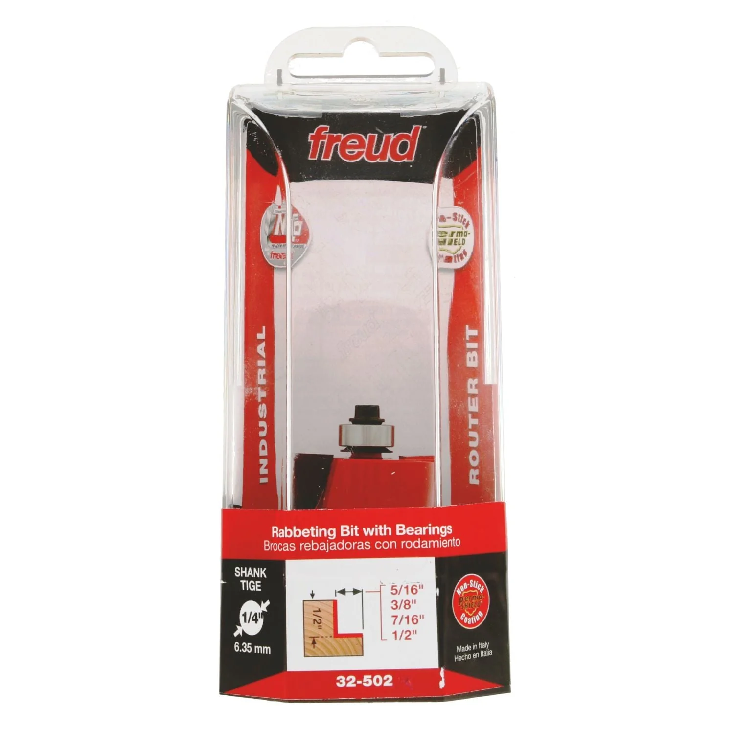 Freud 32-502 5/16″,3/8″,7/16″,1/2-Inch Depth Rabbeting Router Bit with Bearings